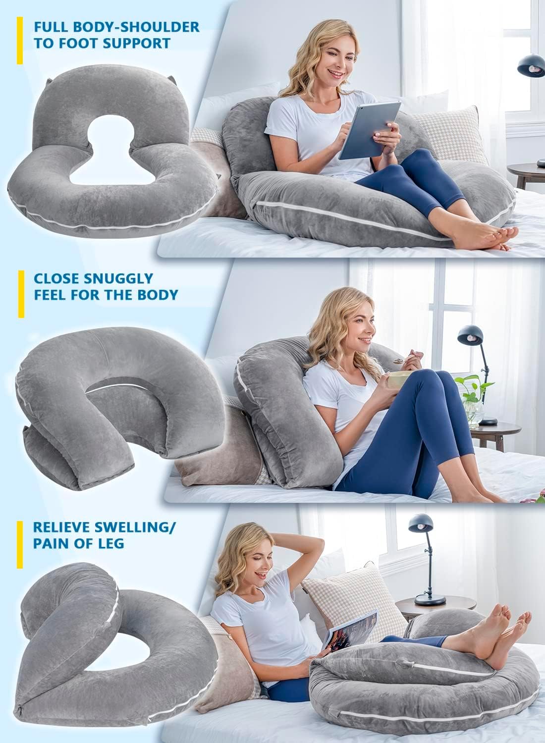 Insen Reading Pillow, Back Pillow for Sitting in Bed for Reading, Nurse & Relax, Reading Pillow for Adults, Moms & Kids, Sit Up Pillow for…