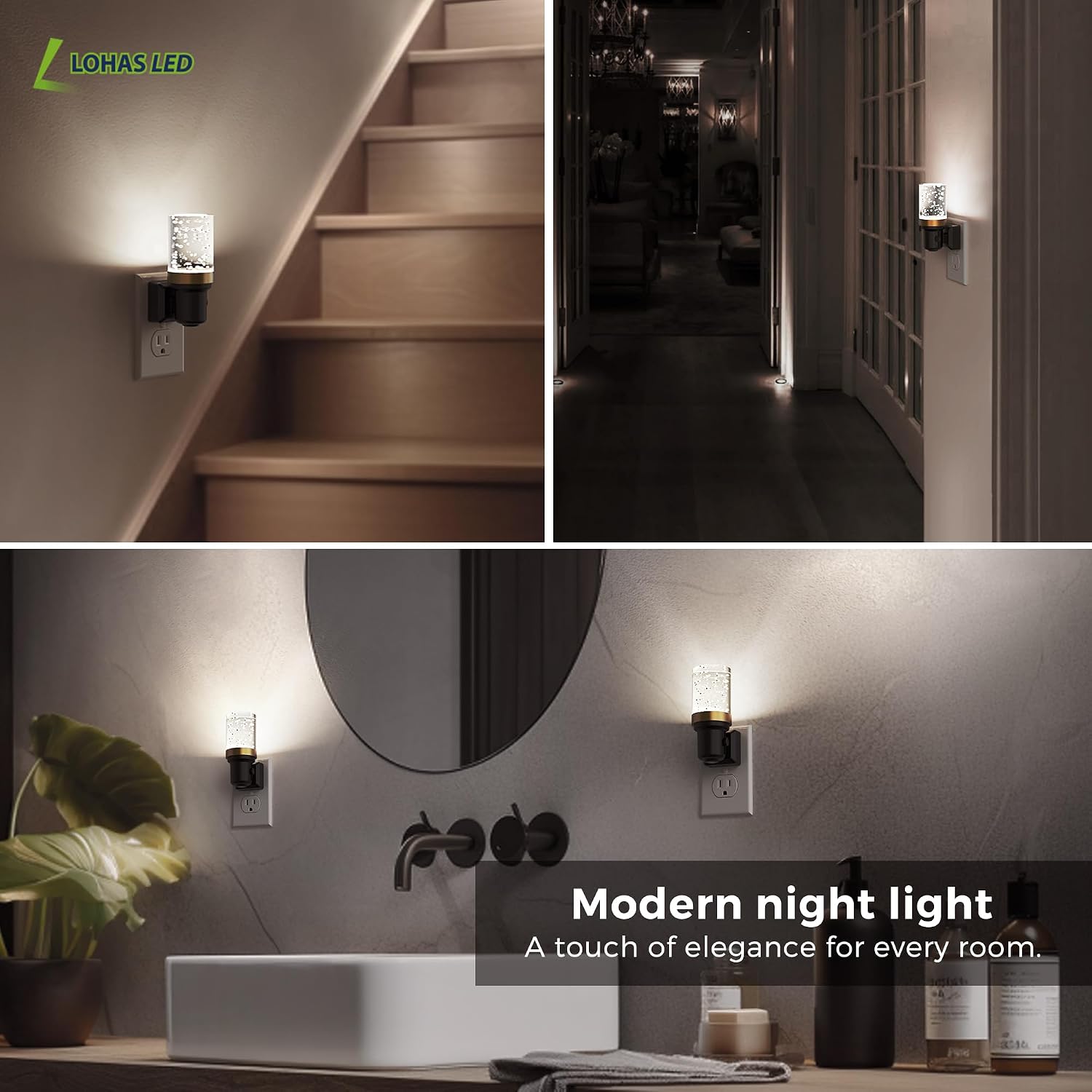 L LOHAS LED Night Light, 2 Pack Dimmable Night Lights Plug into Wall, Automatic Night Lights Plug in with Auto Light Sensor, Adjustable…