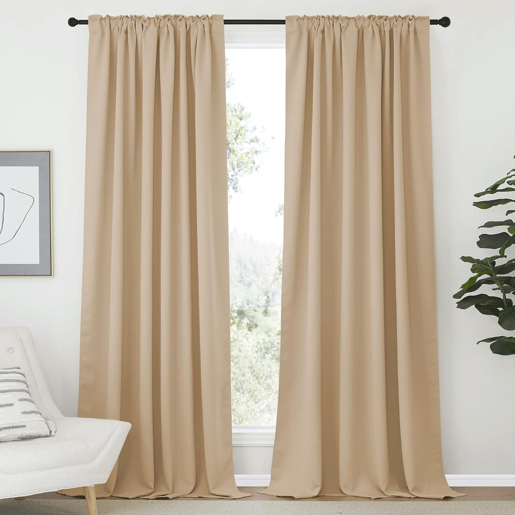 Nicetown Window Treatment Elegant Curtains - (Biscotti Beige Color) 70 Width X 95, 1 Pair, Room Darkening Curtains and Drapes for Bedroom