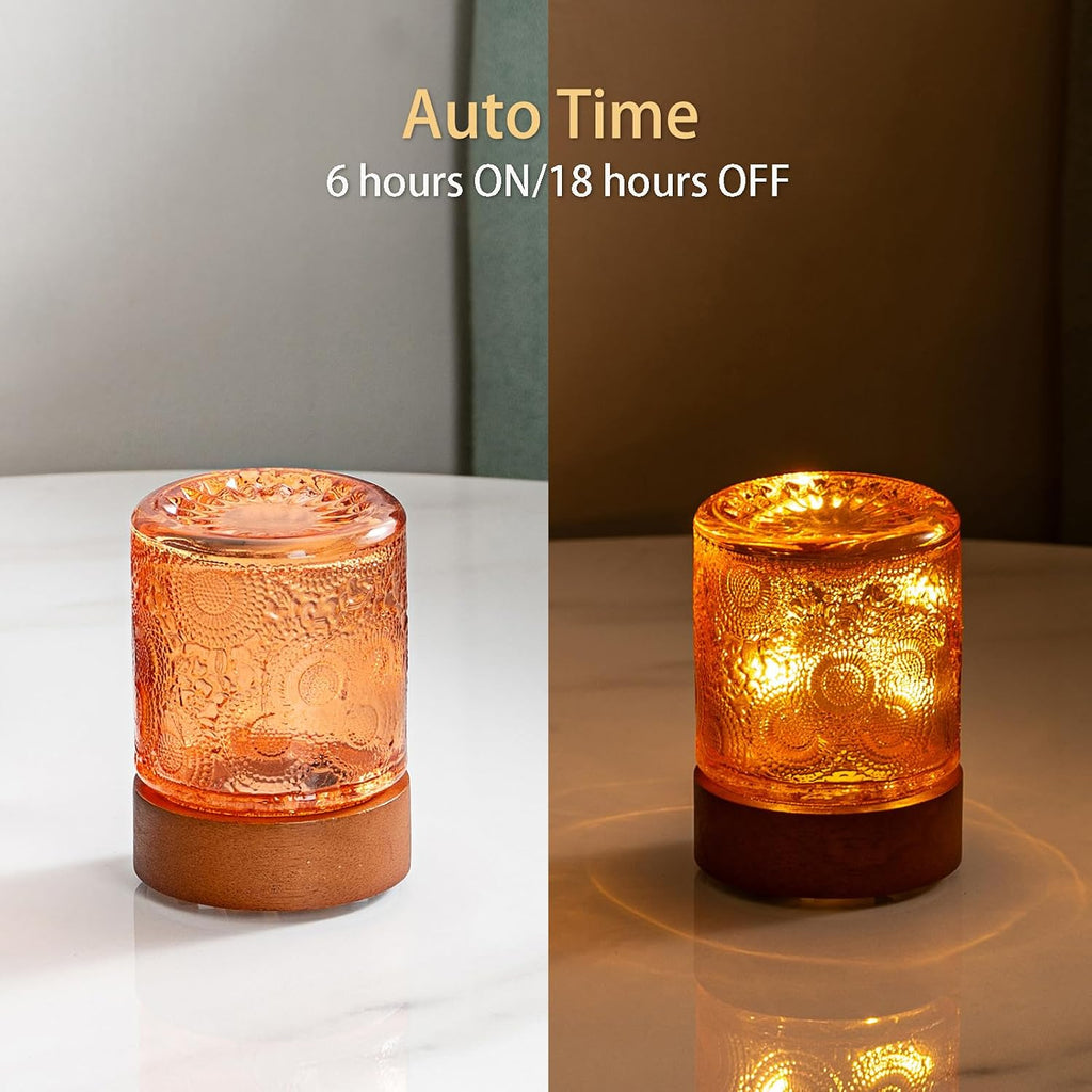 Mini Lamps with Timer, Small Battery Operated Night Lights for Adults, Cordless Glass Vintage Sleep Nightlights, Portable Cordless Night…