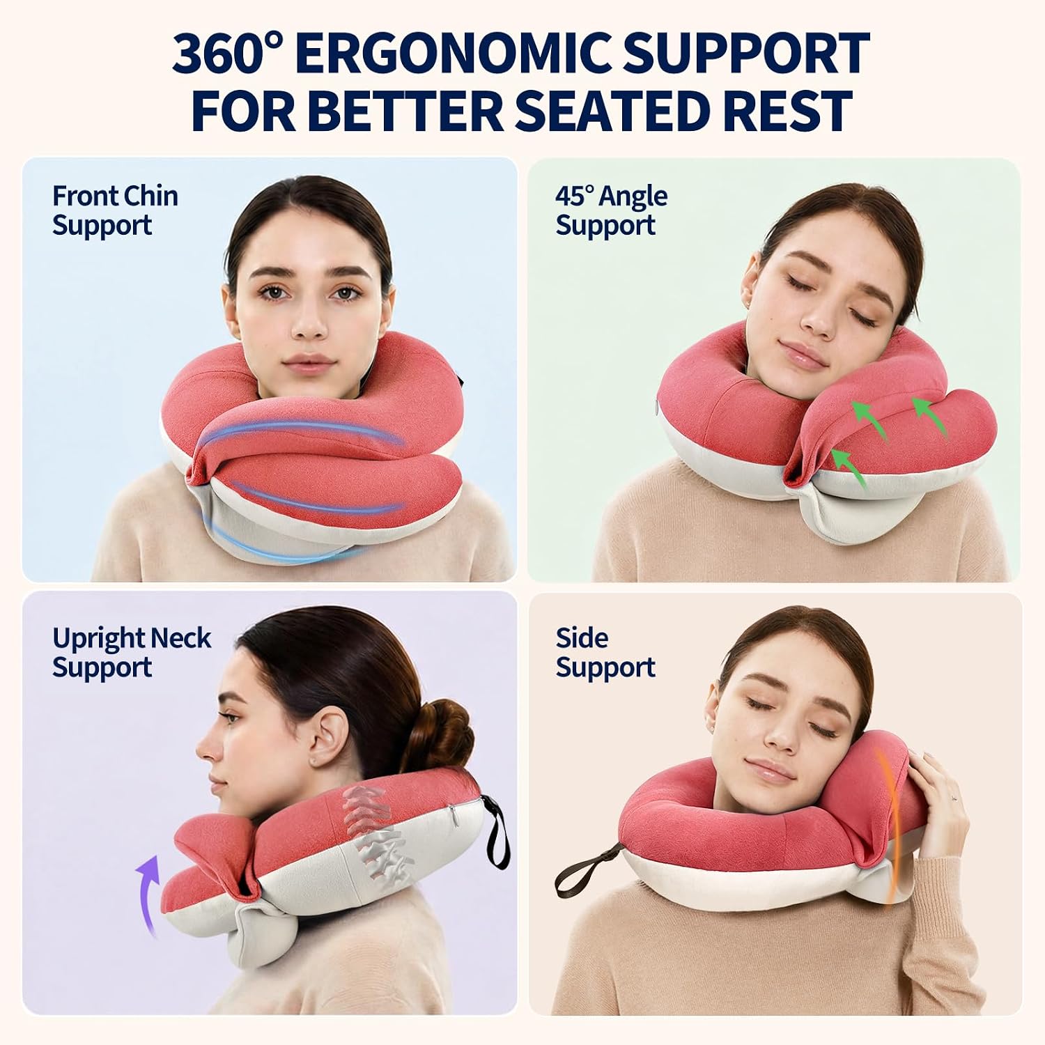 BUYUE Travel Neck Pillows for Airplanes, Memory Foam 360° Head Support Sleep for Long Flight, Skin-Friendly & Breathable, Kit with Eye…