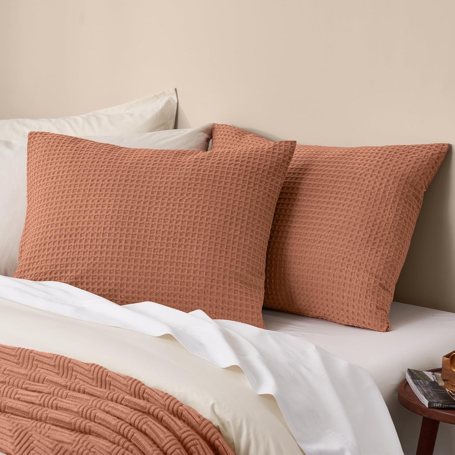 Phf Ultra Soft Waffle Weave Pillow Shams King Size, No Insert, 2 Pack 20" x 36" Pillowcases, Breathable & Skin-Friendly Pillow Cases, Stylis…
