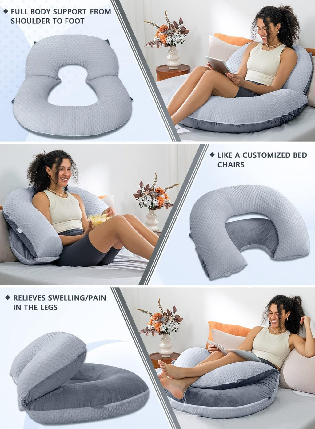 Insen Reading Pillow, Back Pillow for Sitting in Bed for Reading, Nurse & Relax, Reading Pillow for Adults, Moms & Kids, Sit Up Pillow for…