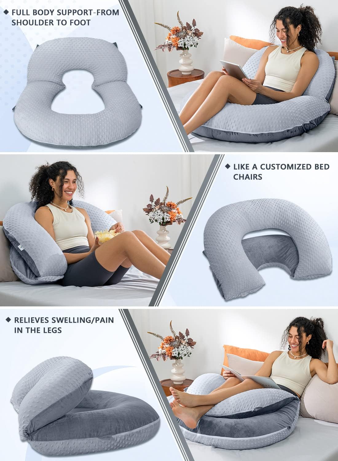 Insen Reading Pillow, Back Pillow for Sitting in Bed for Reading, Nurse & Relax, Reading Pillow for Adults, Moms & Kids, Sit Up Pillow for…