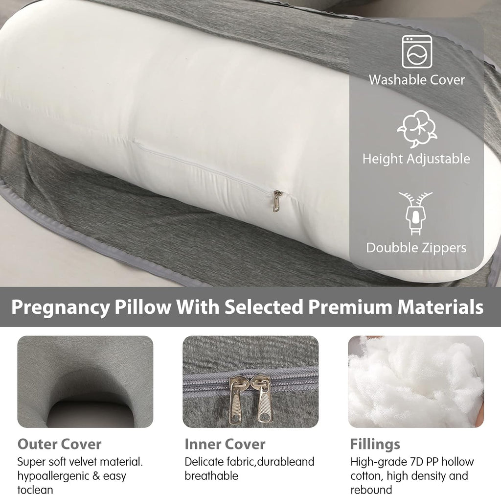 Elover Cooling Pregnancy Pillows for Sleeping, U Shaped Full Body Pillow with Removable Cover, Pregnant Women Must Haves, Maternity…