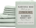 KARISSA MAE 7 Piece Pure Viscose from Bamboo Split King Size Sheet Set | 100% FSC Certified | Luxuriously Soft | Cooling | 18" Deep…