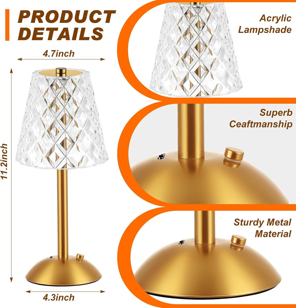 Liliful 1 Pcs Cordless Table Lamp Rechargeable Touch LED Small Gold Portable Battery Operated USB-c Desk Lamp 3 Color Dimmable for…