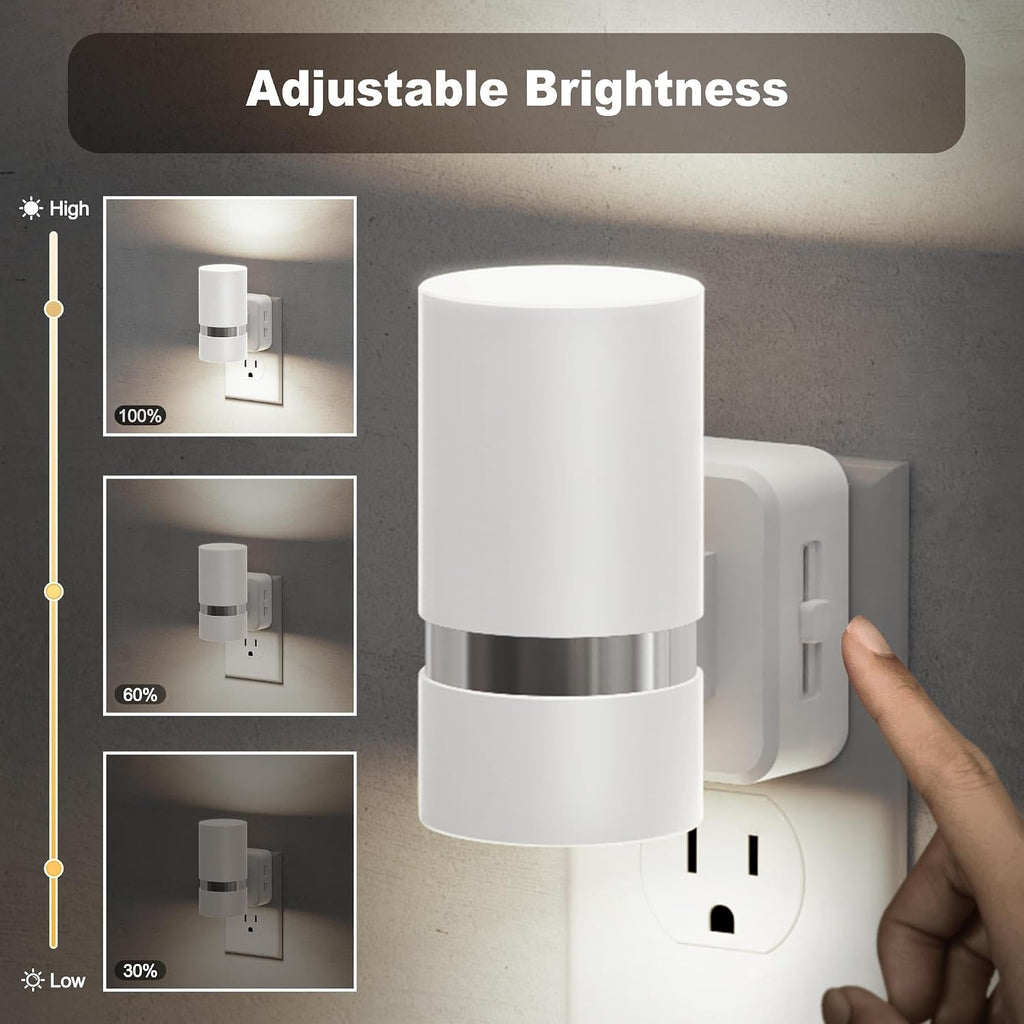 JandCase Night Lights Plug into Wall, Automatic Night Light with Dusk to Dawn, 2 Pack 5000K Daylight 0-100LM Dimmable Plug in LED…
