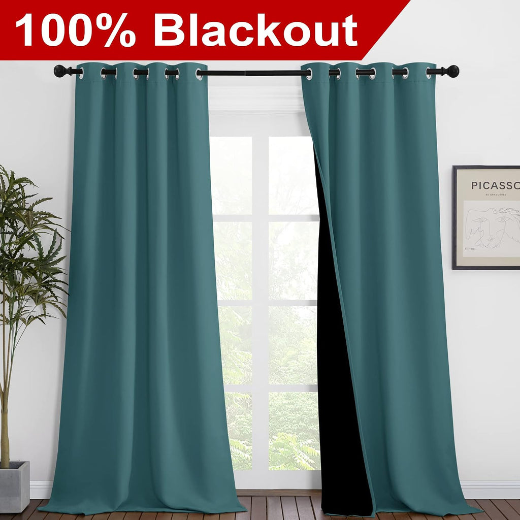 Nicetown 100% Blackout Blinds, Laundry Room Decor Window Treatment Curtains, Thermal Insulated Energy Smart Drapes and Draperies for Villa,…