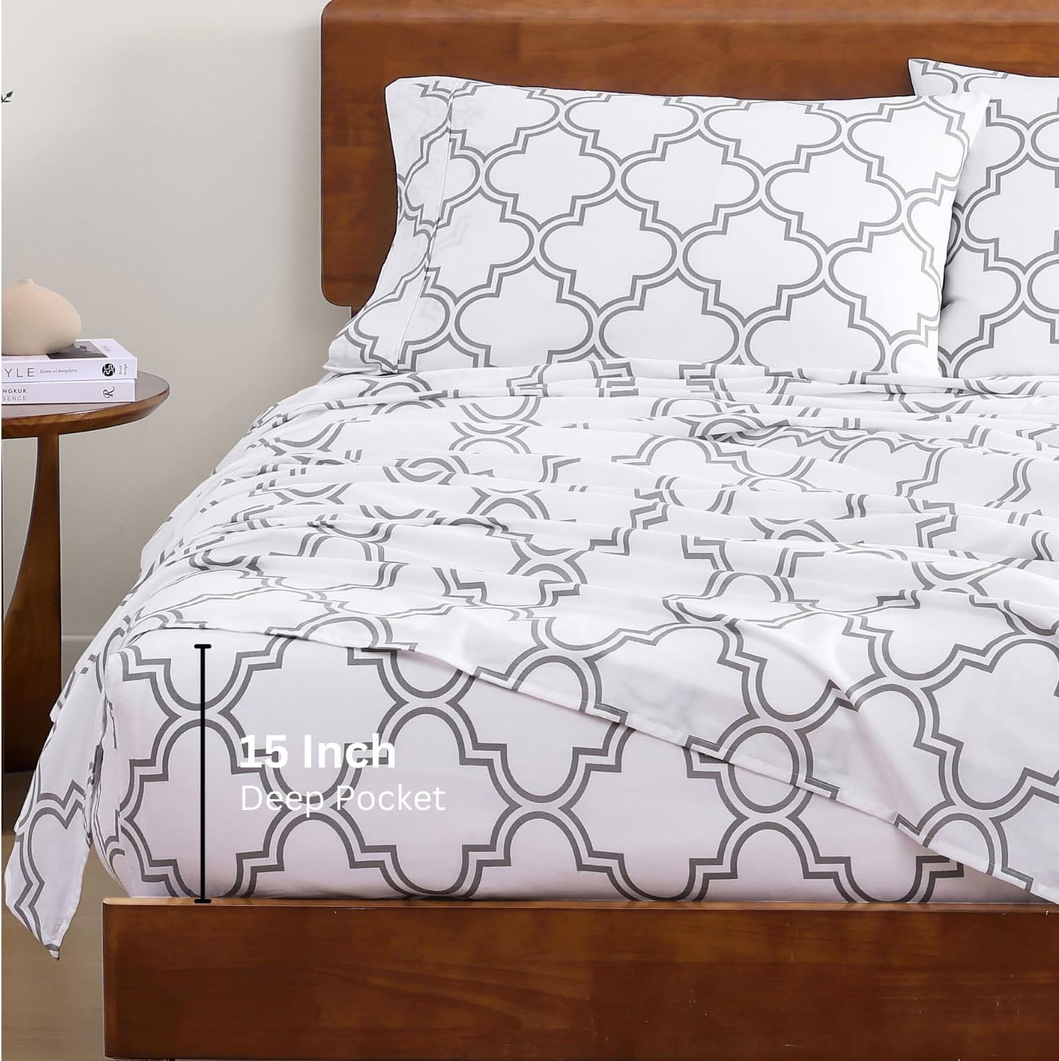 LaneLinen LANE LINEN 100% Organic Cotton Twin XL Sheet Set, Low Pilling Printed Fade Resistant Machine Washable Extra Long Twin Bedding Set…