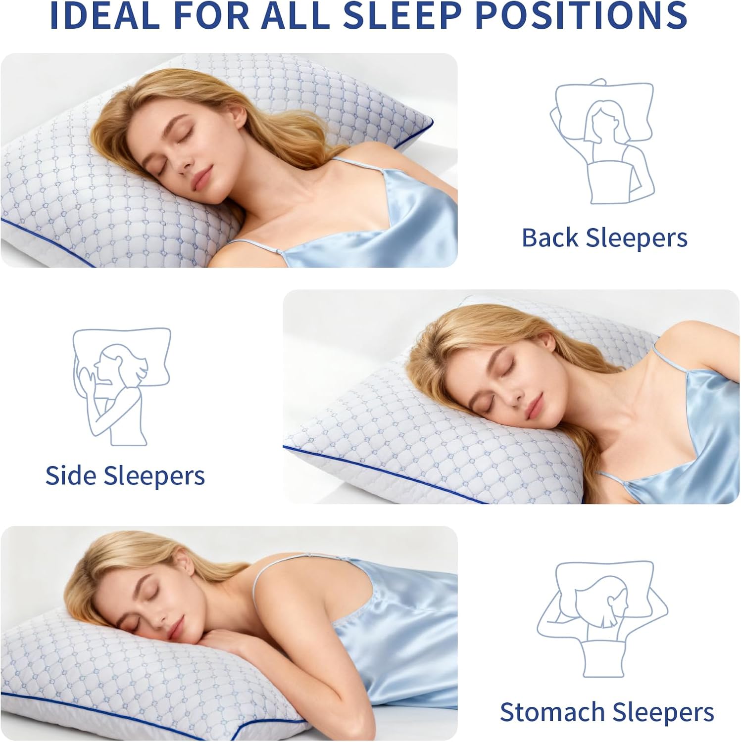 Yagamo Bed Pillows Standard Size Set of 2 for Sleeping, Soft and Supportive Bed Pillows with Memory Foam Filling for Side and Back S…