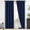 Yakamok Navy Blue 100% Blackout Curtains 84 Inches Long Thermal Insulated Window Curtain for Bedroom Living Room Darkening Set of 2 Panels…