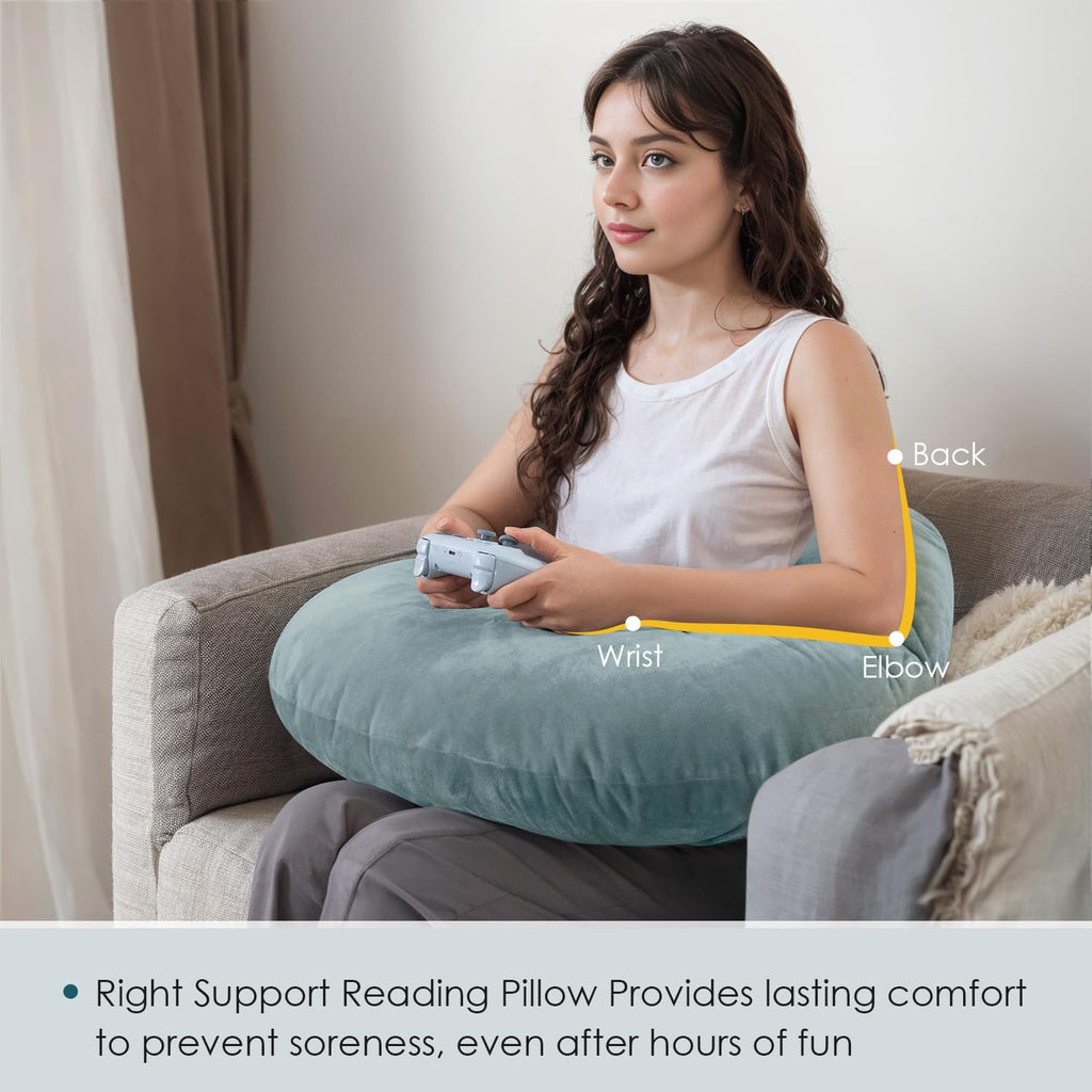 QUEEN ROSE Reading Pillow, Gaming Pillow for Lap, Sitting in Bed or Sofa, Extra Arm Rest for Reading, Playing or Crocheting, Soft Velvet…