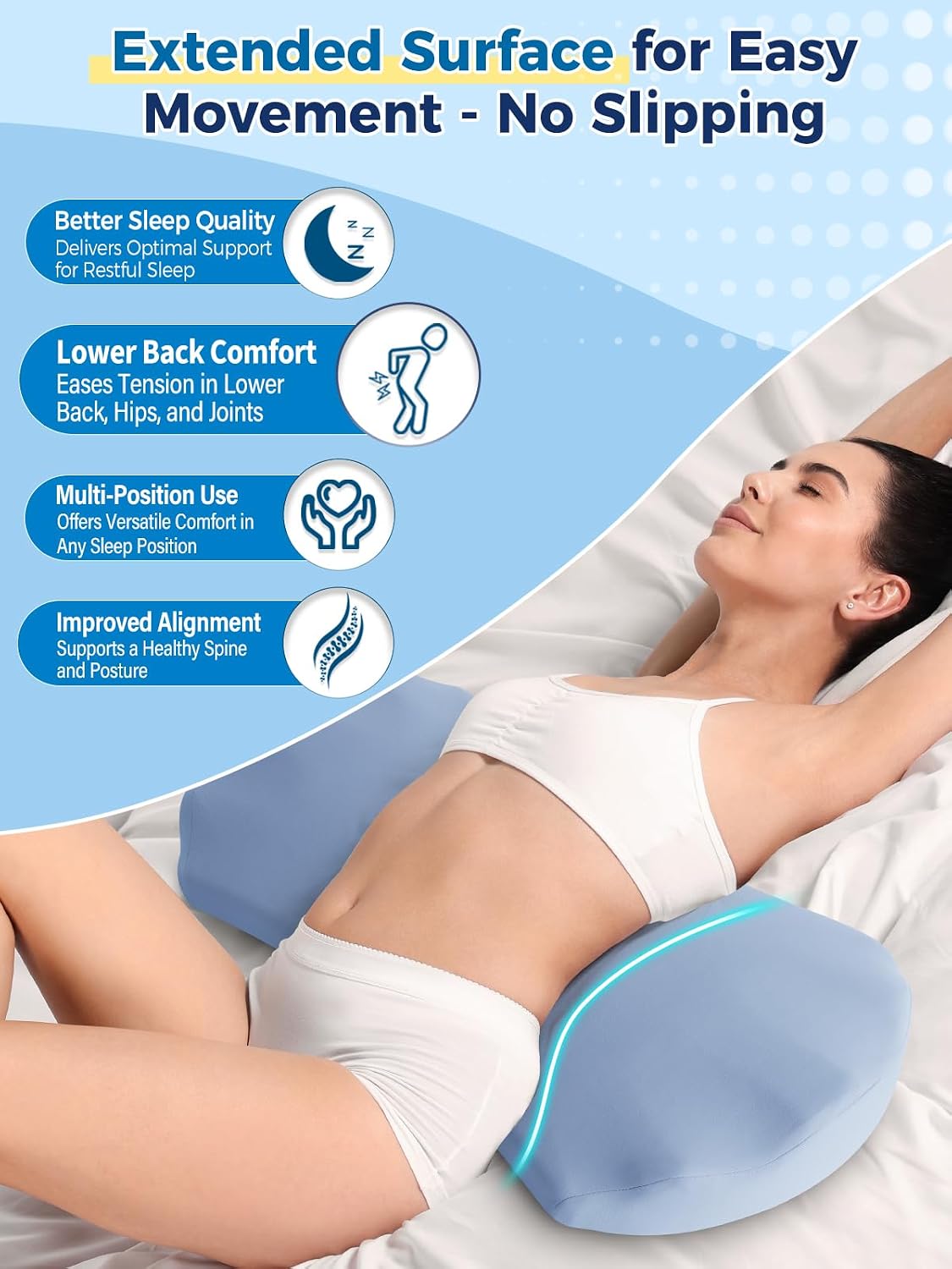 Fledano Lumbar Pillow for Sleeping, Lumbar Support Pillow for Bed for Back, Memory Foam Lower Back Pillow for Bed, Back Support Pillow for…