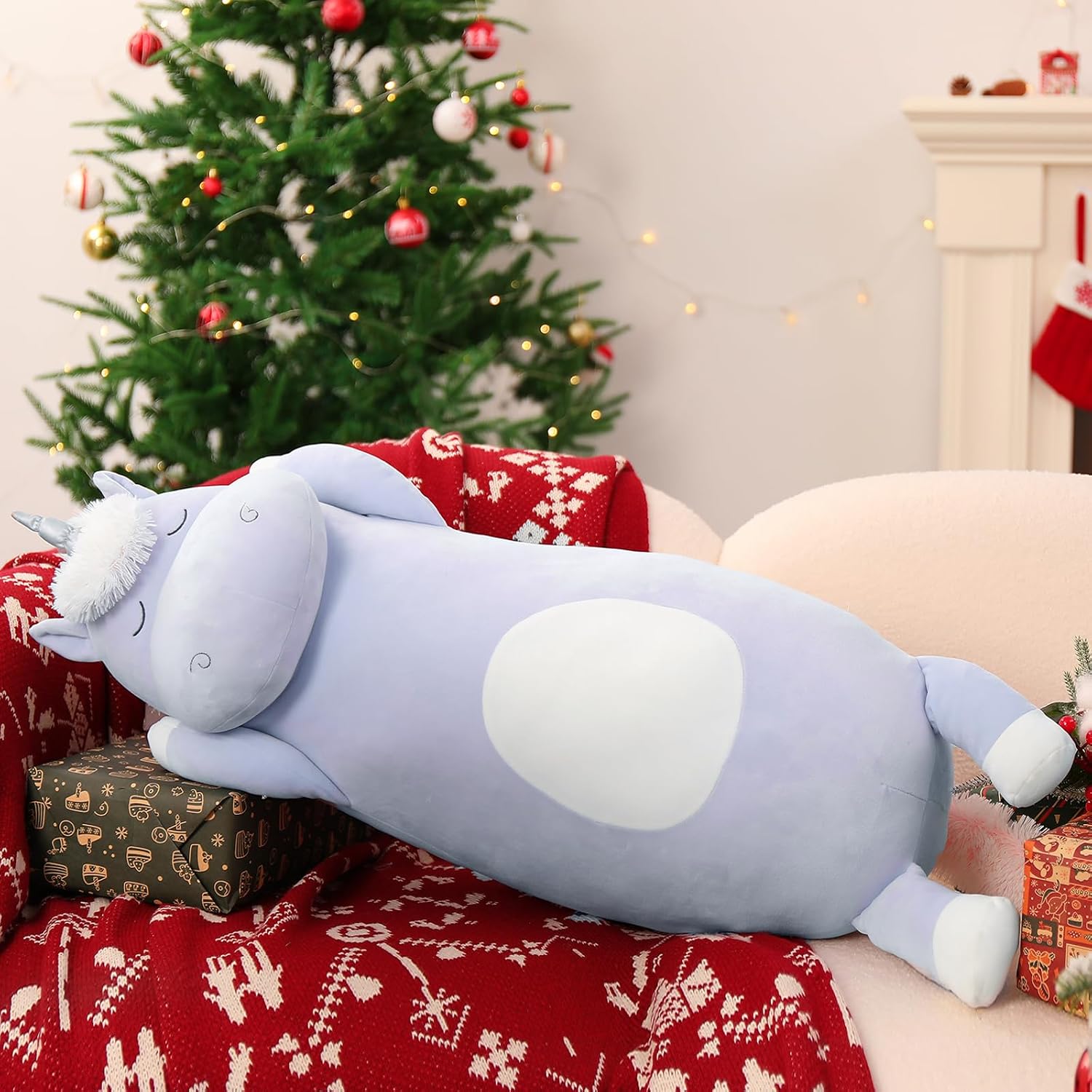 MorisMos Unicorn Body Pillow, 36.2'' Plush Unicorn Stuffed Animal, Super Soft Animal Pillow for Girl Kid, Giant Stuffed Animal Gifts for…