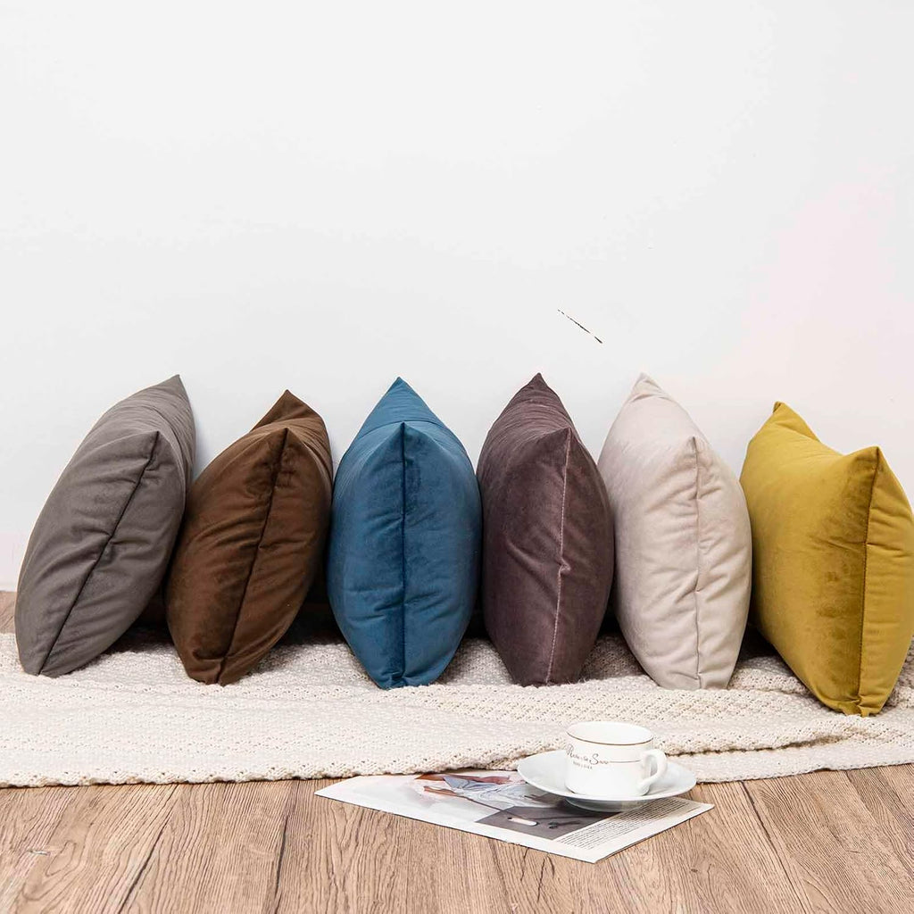 Juspurbethome JUSPURBET Brown Throw Pillow Covers Set of 2 Decorative 22x22 Velvet Pillow Covers for Couch Sofa Bed Soft Cushion Covers Cas…
