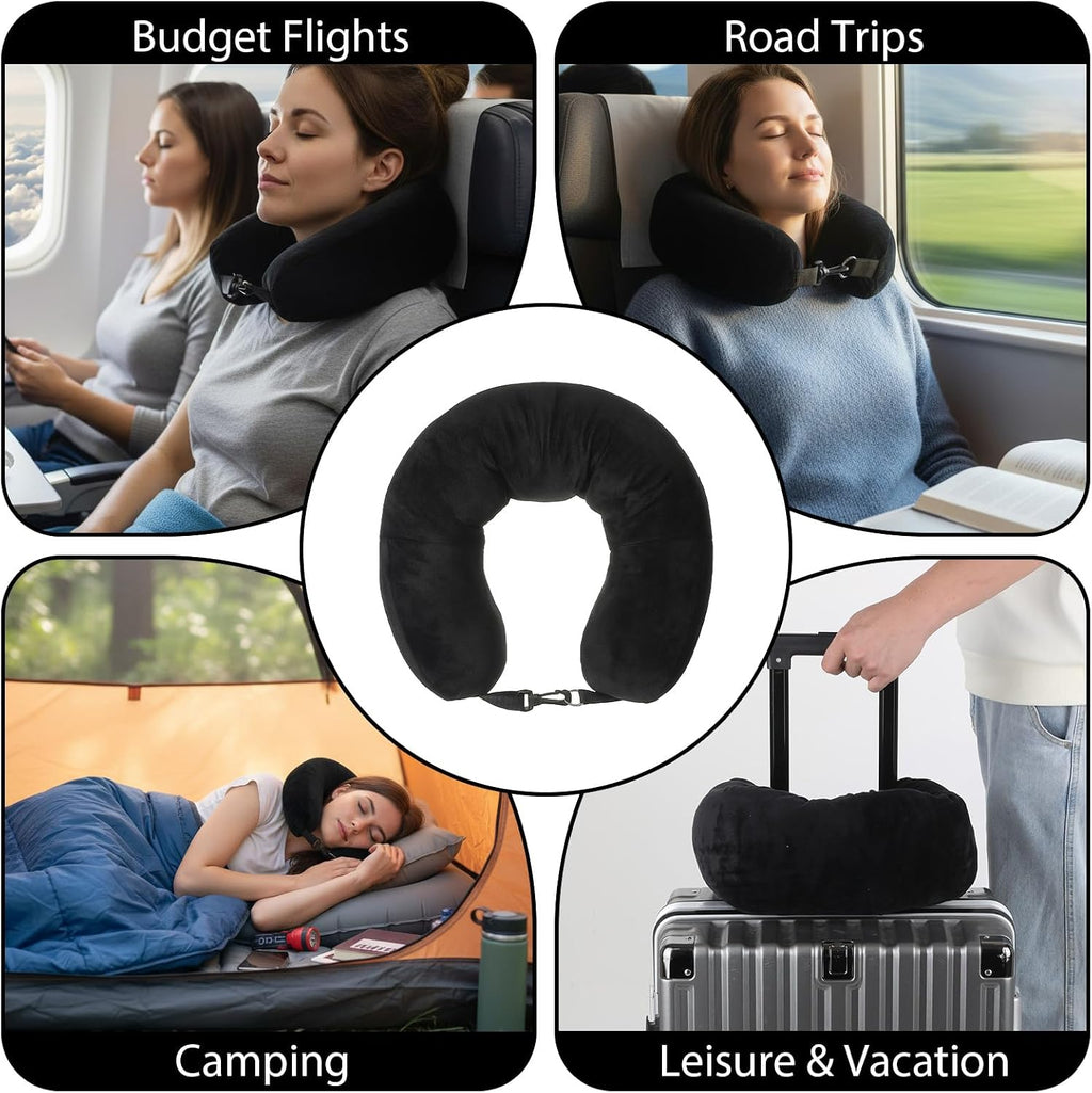 Stuffable Neck Pillow for Travel Adjustable Stuffable Neck Pillow for Airplanes Pillows Stuffed with Clothes Storage No Filler Storage…