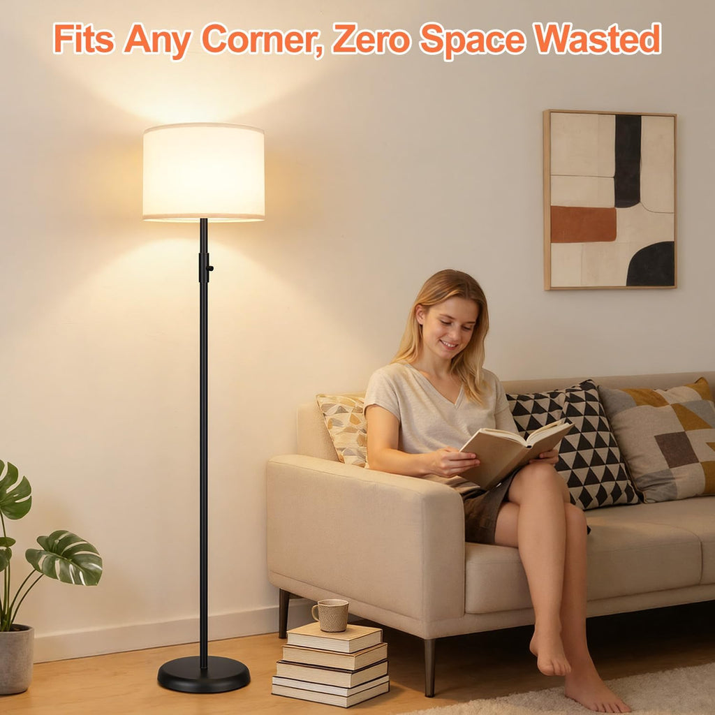 Upgraded】 Dimmable Floor Lamp for Living Room,1000 Lumens Bulb Included, Modern Floor Lamps Simple Design with Linen Shade, Tall Standing…