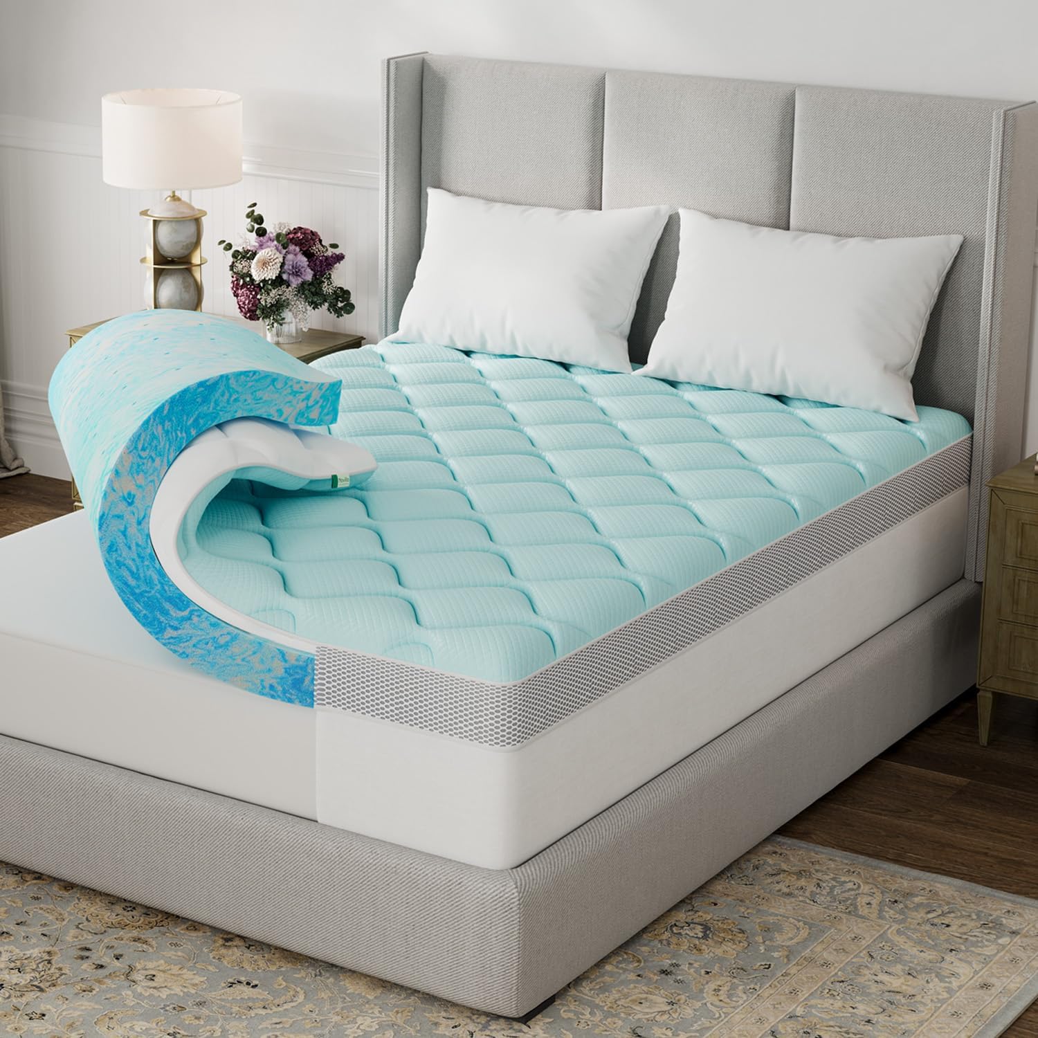 Novilla Twin 3 Inch Dual Layered Mattress Topper with 2 Inch Gel Memory Foam & 1 Inch Cooling Pillow Top Cover, Pressure Relieving Breathab…