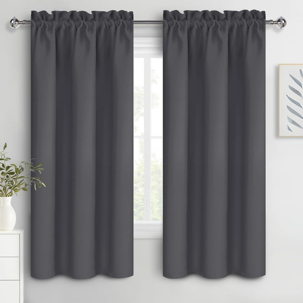 Dwcn Blackout Curtains for Bedroom 72 Inch Length 2 Panels Set, Solid Thermal Insulated Energy Saving Rod Pocket Window Treatment Curtains…