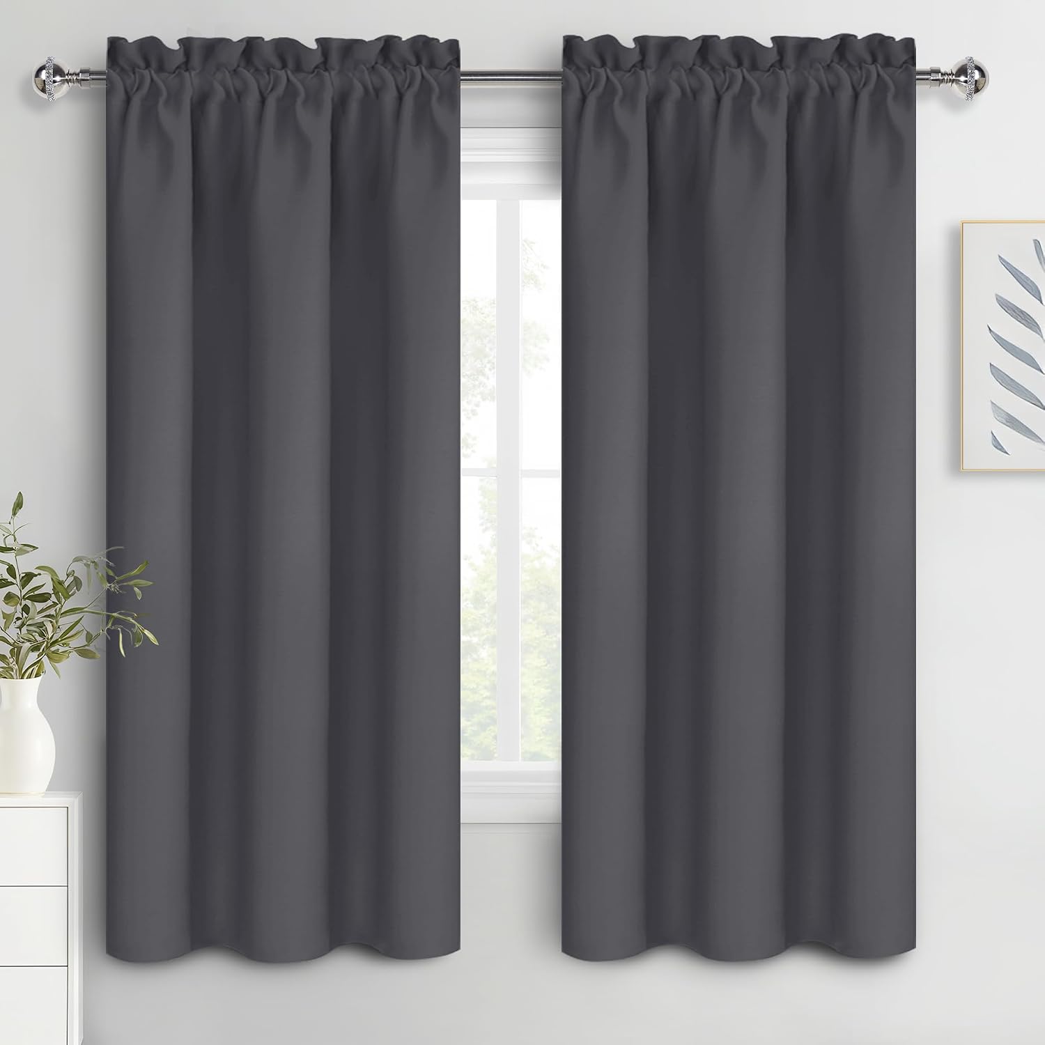 Dwcn Blackout Curtains for Bedroom 72 Inch Length 2 Panels Set, Solid Thermal Insulated Energy Saving Rod Pocket Window Treatment Curtains…