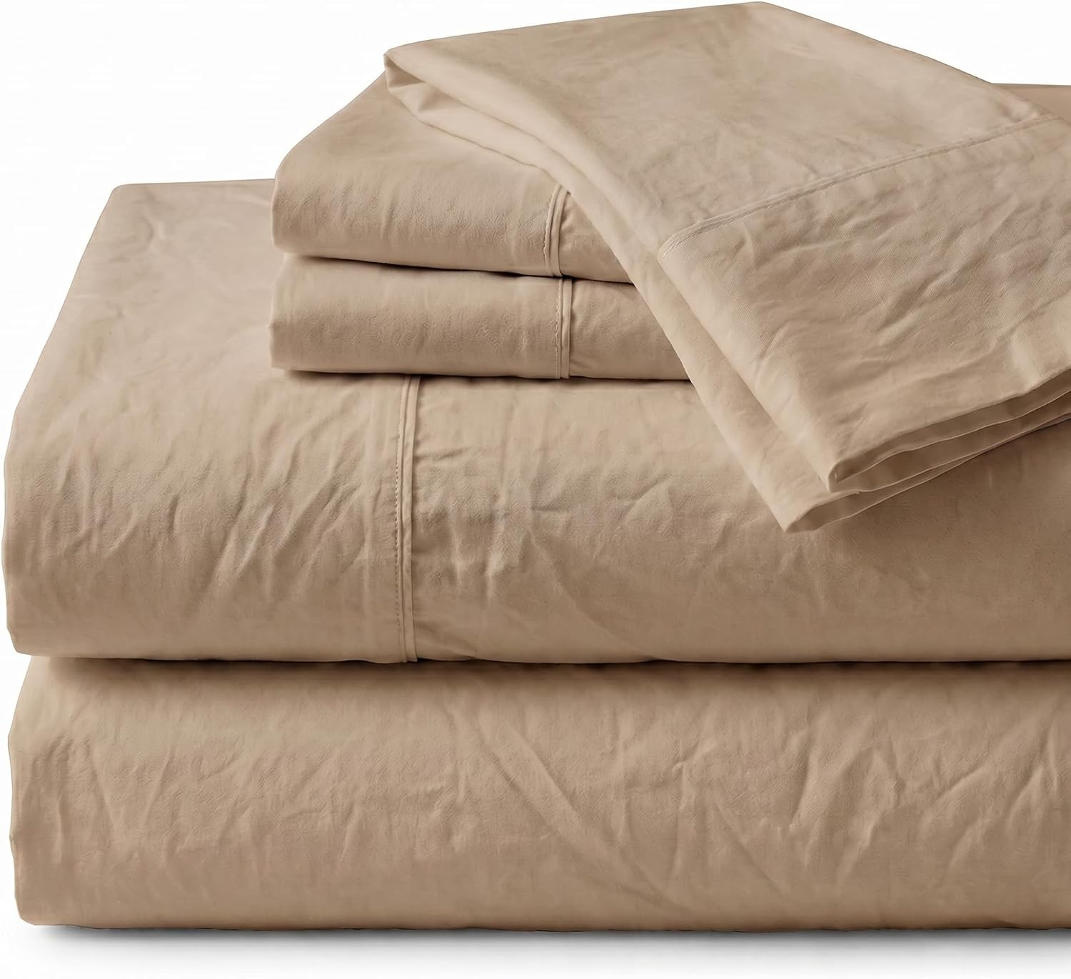 Perupima Peru Pima 285 Thread Count Percale King Sheet Set - 100% Peruvian Pima Cotton, 4 Piece (Flat, Fitted, 2 Pillowcases) - Cooling, Cr…