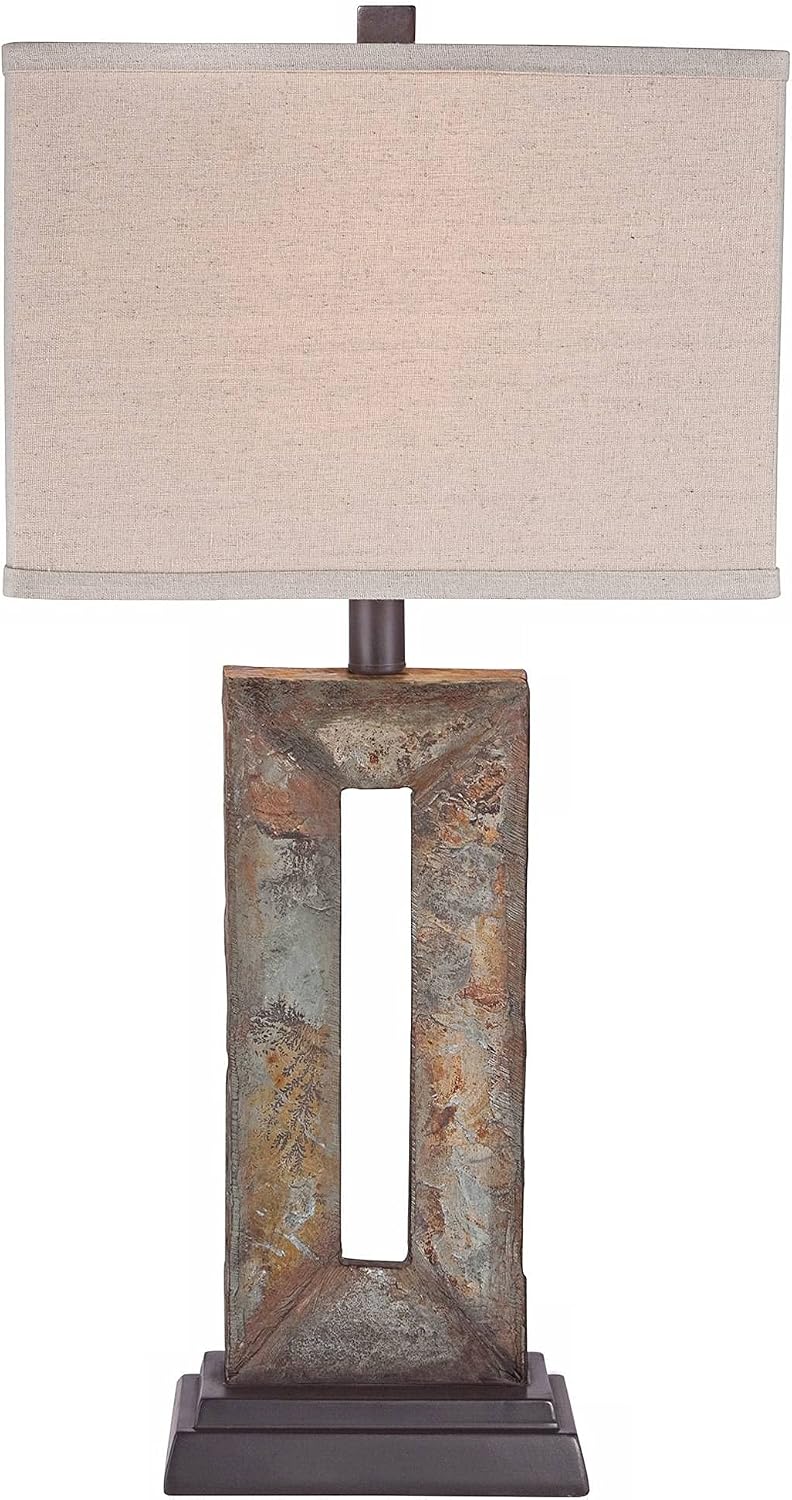 Franklin Iron Works Tahoe Small Rustic Traditional Style Table Lamps 26" High Set of 2 Natural Stale Open Base Rectangular Box Shade for…