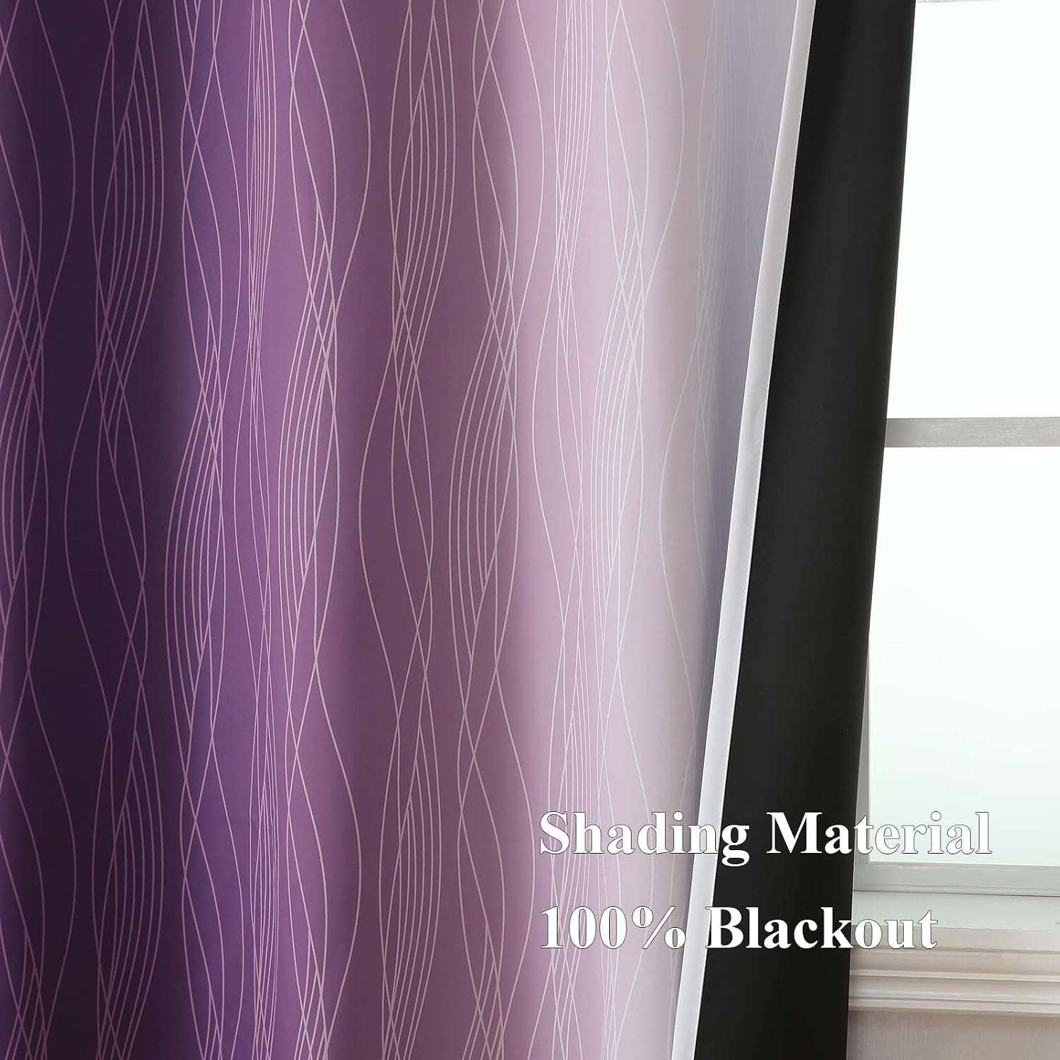 Estelartextiler Estelar Textiler Purple and Greyish White Ombre Blackout Curtains 90 Inch Length 2 Panels Set, Thermal Insulated Drapes for…