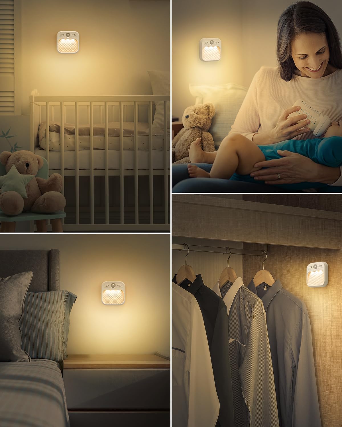 AMIR Rechargeable Battery Night Light, Upgraded Dimmable Motion Sensor Light with Timer, 3 Modes, 3000/4500/6000K, Stick on LED Wall…