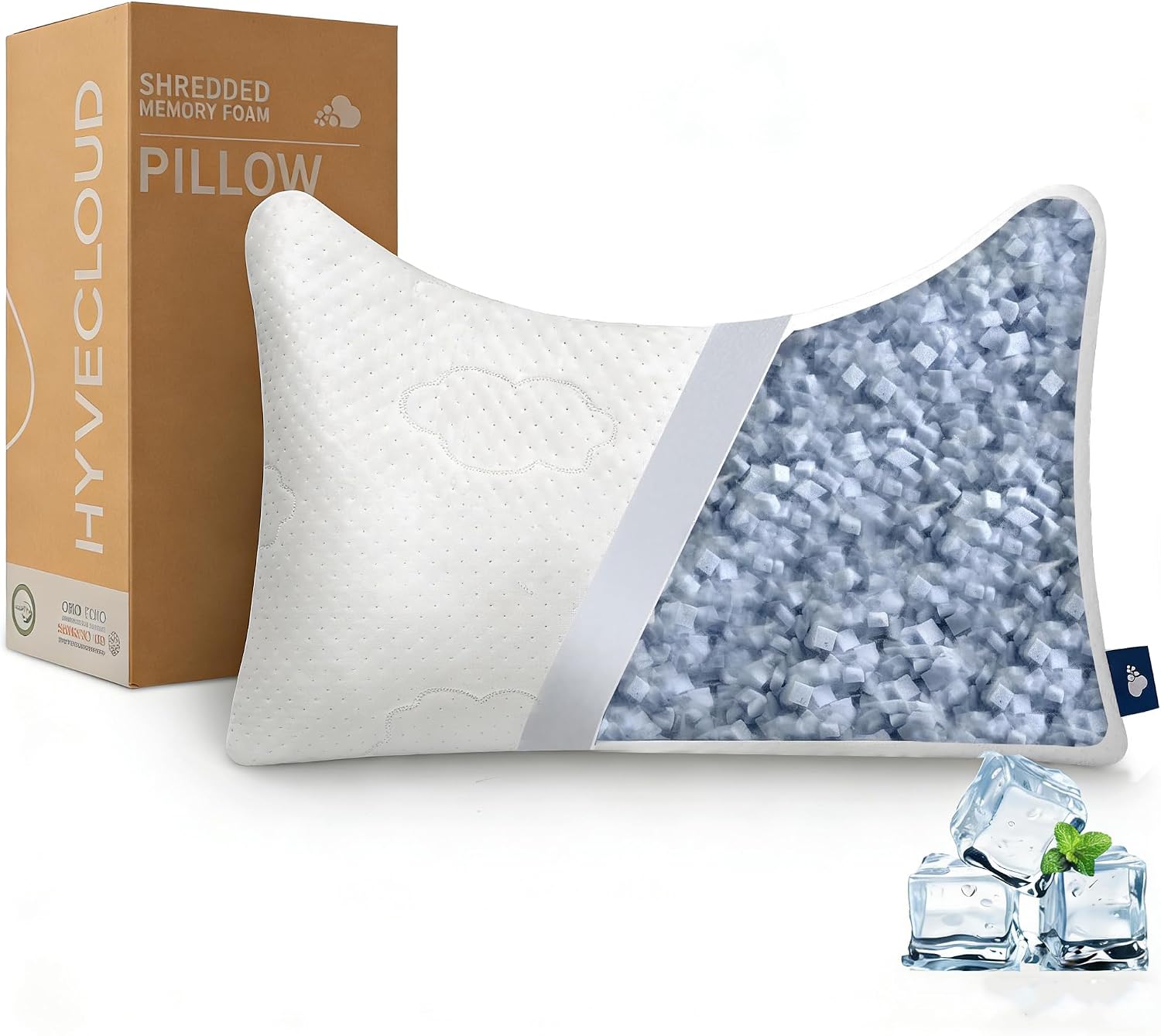 Shredded Memory Foam Pillows for Deep Sleep Bed Pillow for Neck Support with Removable & Washable Cover, Bend(Pack of 1)