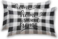 HOMETITUTE Black White Plaid Pillow Covers Decorative Pack of 2 Satin 12x20 Inch Lumbar Throw Pillow Cases for Sofa Couch Living Room…