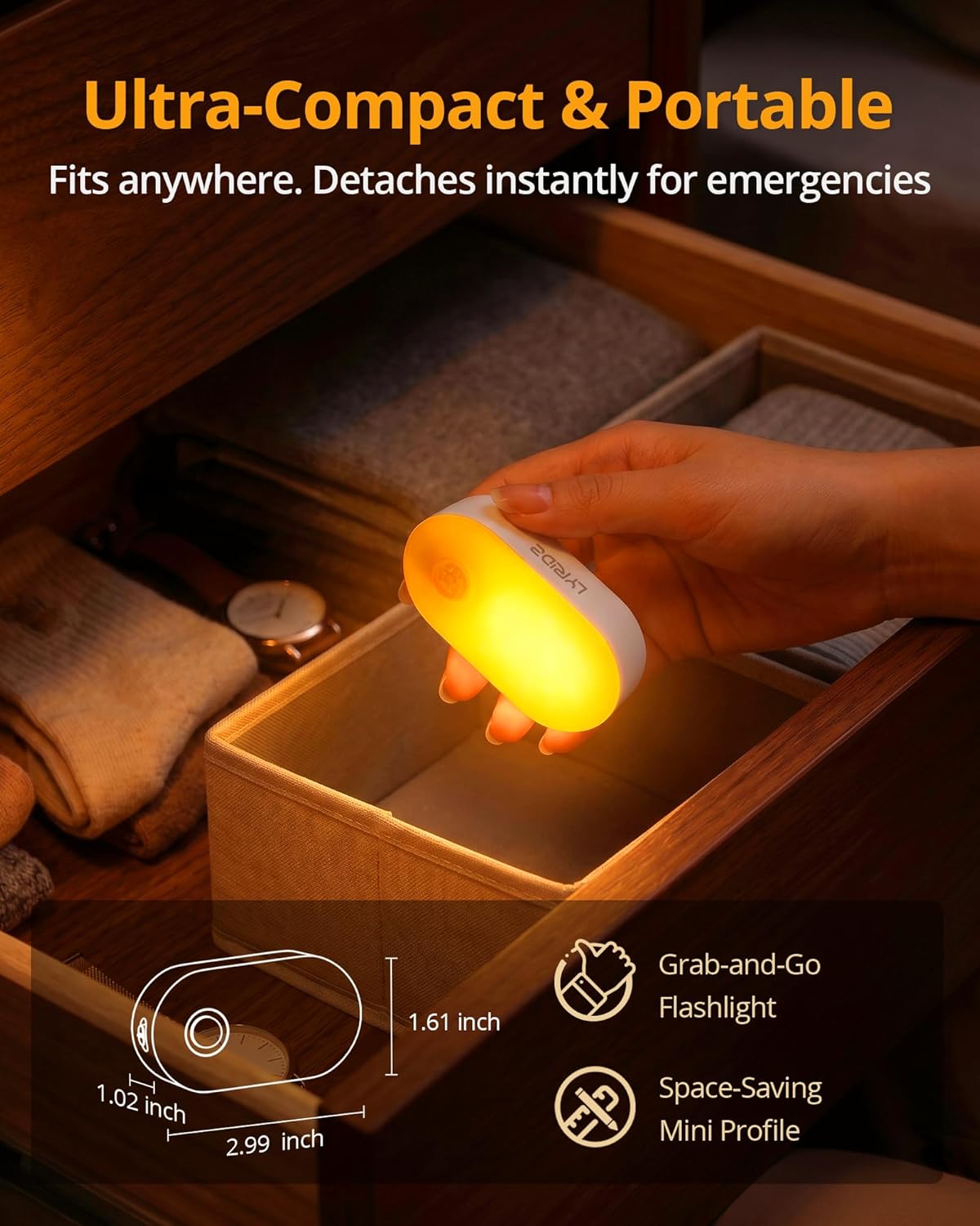 Lyridz Rechargeable Night Light with Motion Sensor, Dimmable Amber Nightlights for Bathroom, Bedroom, Kids Room, Hallway, Stairs, Pet…