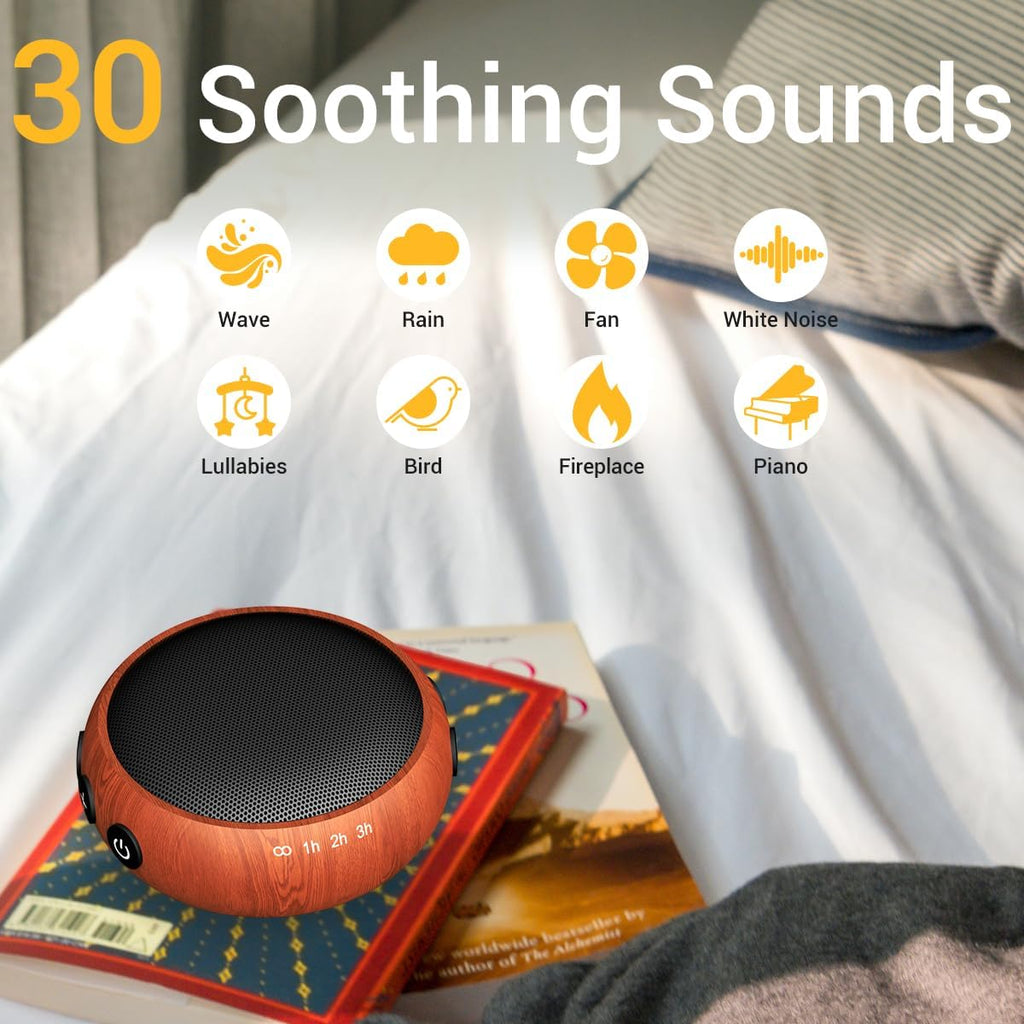 SoundMe Sound Machine Small White Noise Machine with 30 Soothing Sounds Sleep Machine for Baby Kids Adults Natural Sounds Rain Fan Brown Pi…