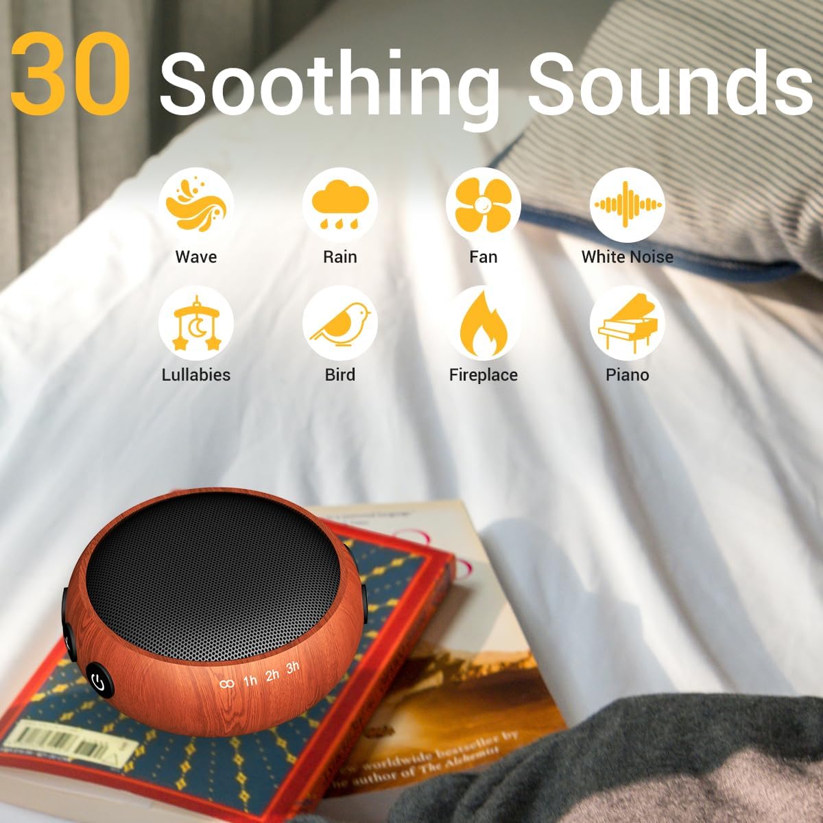 SoundMe Sound Machine Small White Noise Machine with 30 Soothing Sounds Sleep Machine for Baby Kids Adults Natural Sounds Rain Fan Brown Pi…