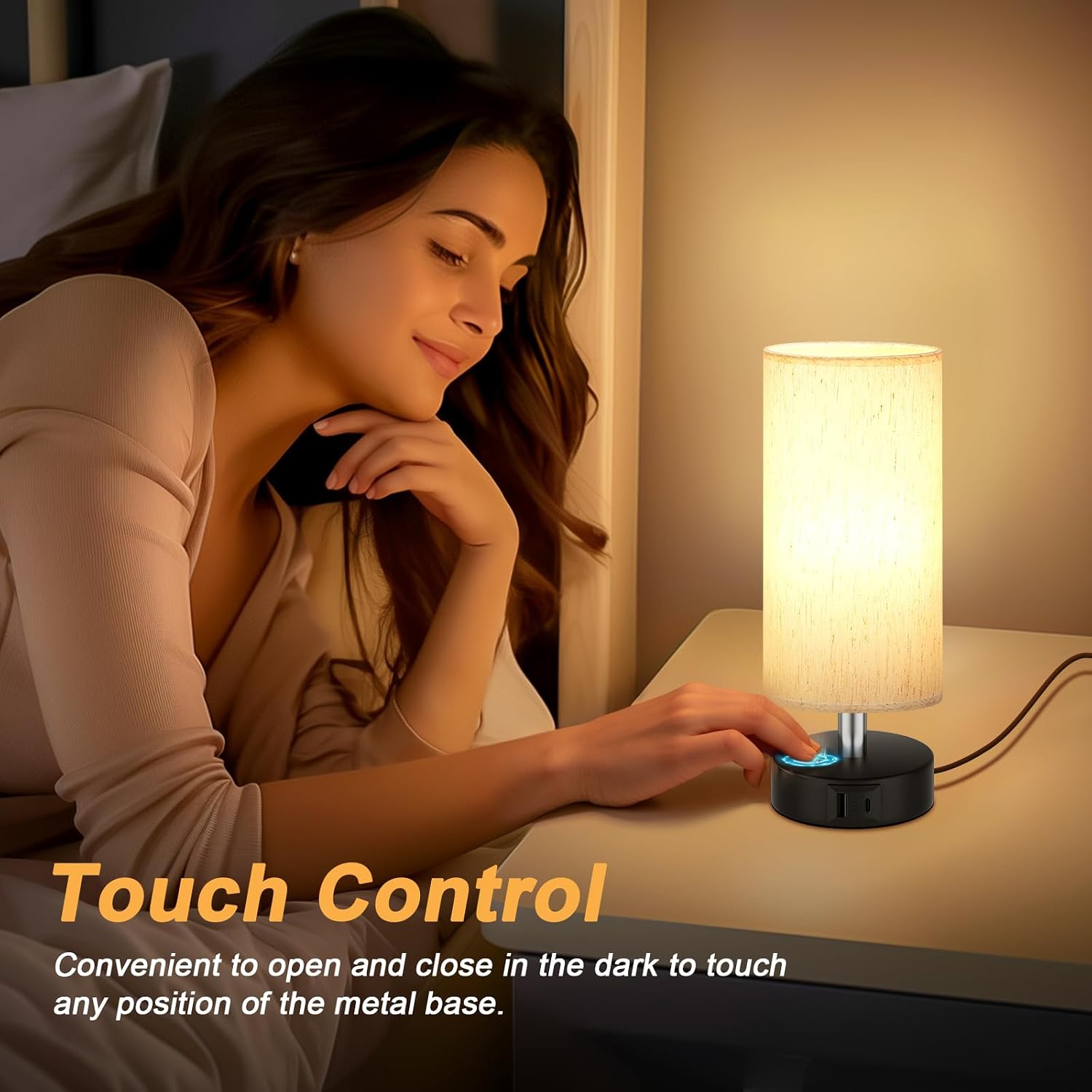 PartageiZ Small Touch Bedside Lamp for Bedroom - Table Lamps for Nightstand, Minimalist Night Stands Light Lamp, Desk Lamps for Reading…