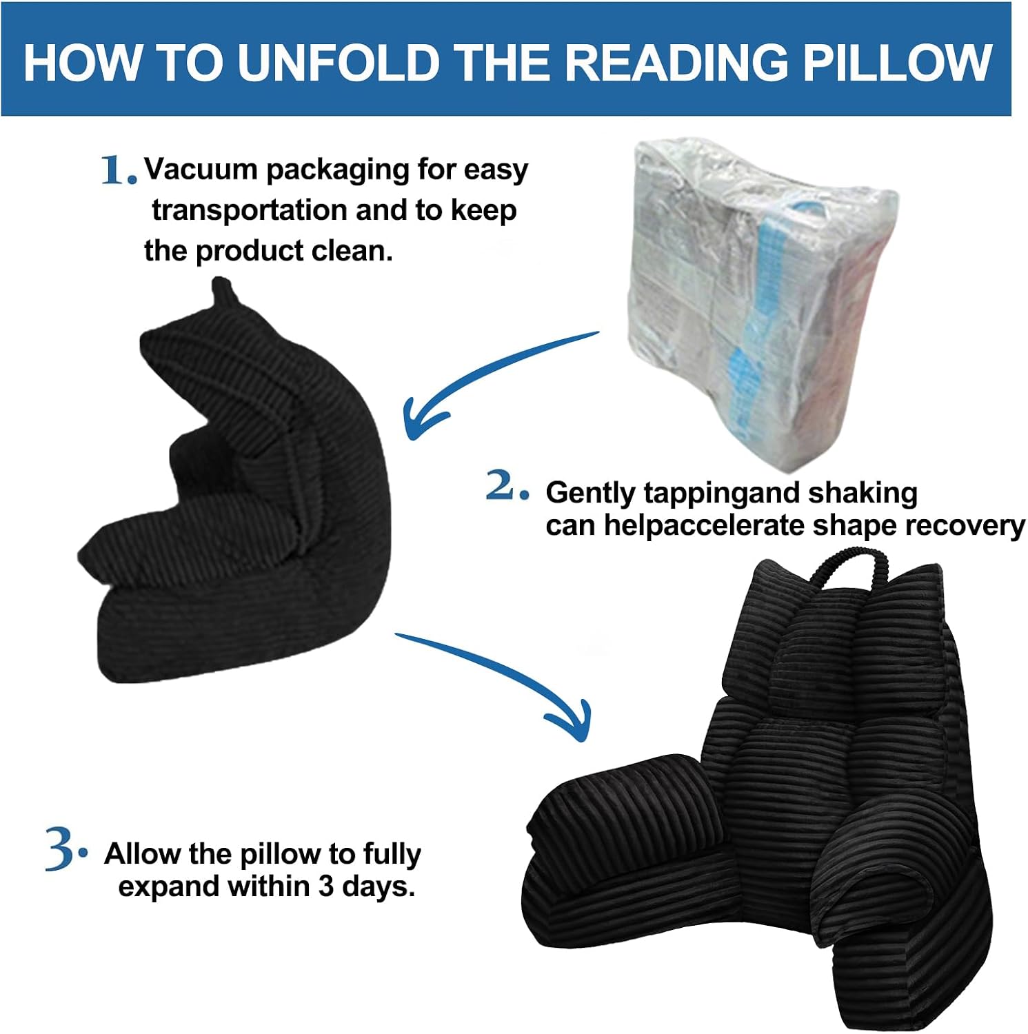 RRPAHWTV Reading Pillow for Bed with High Arm Rests, Back Support Pillow for Sitting Up in Bed with Shredded Memory Foam for Reading, TV…