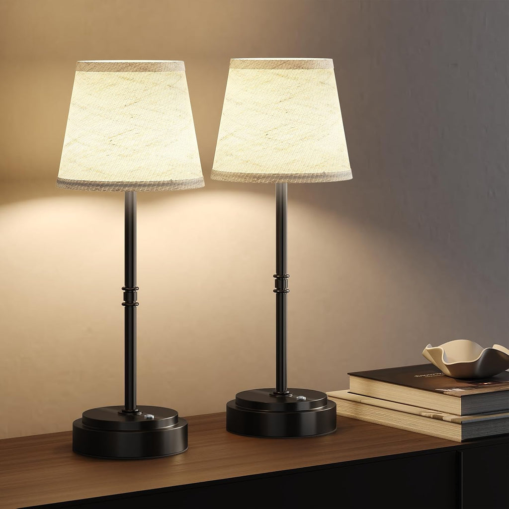 Cordless Table Lamp Rechargeable Black - 2 Pack 7500mAH Battery Operated Lamp for Decor, 3000K Stepless Dimming Touch Control Wireless…