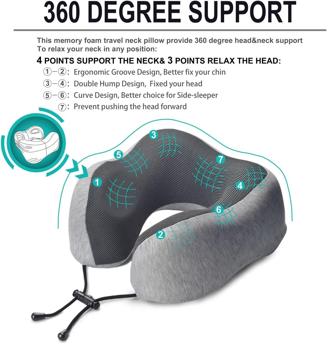 napfun Neck Pillow for Travel with Travel Pouch, Sleep Mask & Earplugs, Memory Foam Airplane Pillow for Headrest Sleep with Eyeshades…