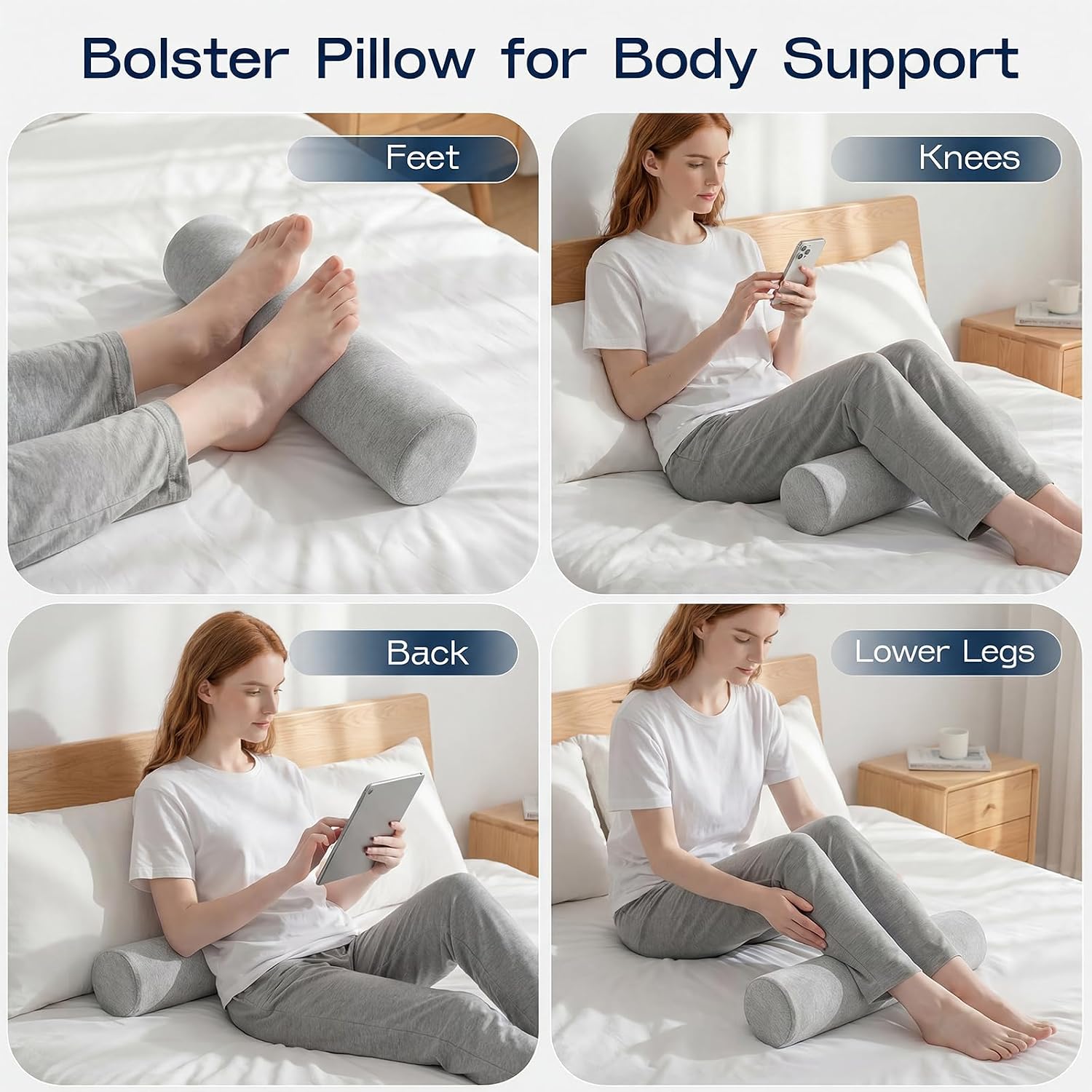 Forcanby Neck Roll Pillow, Memory Foam Neck Support Pillows, Round Neck Pillows, Cylinder Bolster Pillows for Bed, Couch, and Yoga, Removab…