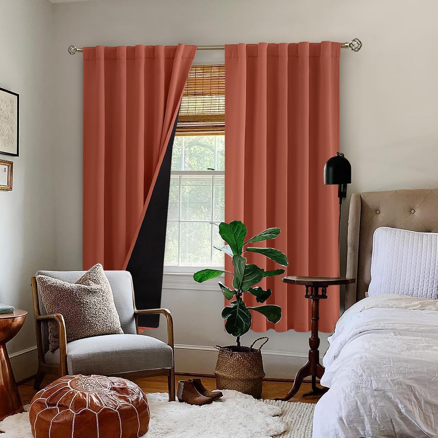 BGment Terracotta 100% Blackout Curtains 72 Inches Long, Thermal Insulated Light Blocking Soundproof Full Room Darkening Rod Pocket and…
