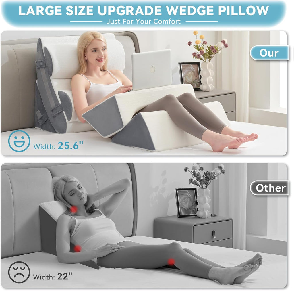 KINGFUN-Anexcitingoption Kingfun 6PCS Orthopedic Bed Wedge Pillow Set for Headboard, Post Surgery Memory Foam Support Pillows for Back, Nec…