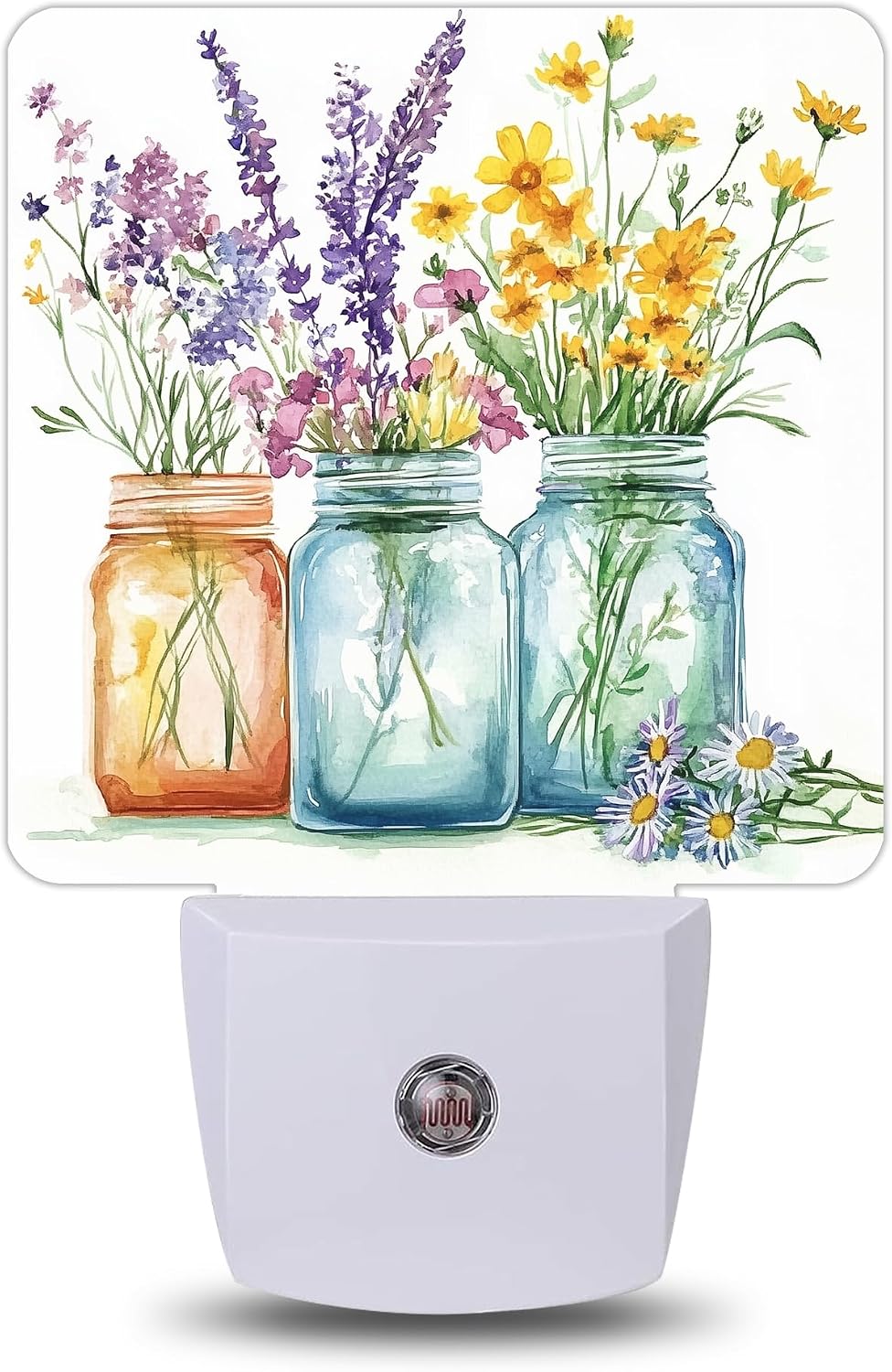 Night Light, Mason Jar Wildflowers Night Lights Plug into Wall for Bedroom Bathroom Hallway Kitchen, Dusk to Dawn Sensor Decorative Gift…