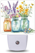 Night Light, Mason Jar Wildflowers Night Lights Plug into Wall for Bedroom Bathroom Hallway Kitchen, Dusk to Dawn Sensor Decorative Gift…