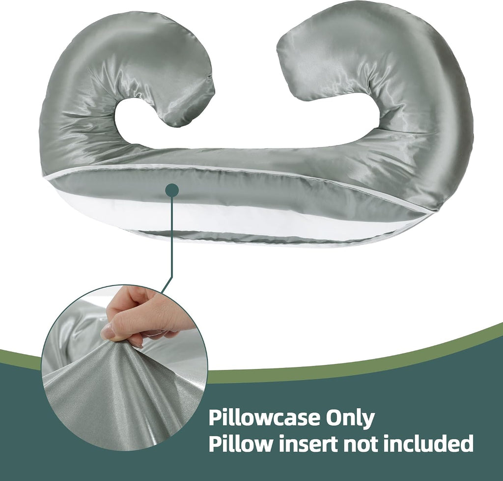 Balapet Silky Satin Pregnancy Pillow Cover (ONLY Pillowcase), C Shaped Large Luxurious Smooth Maternity Pillow Cover with Hidden Zip, Soft…