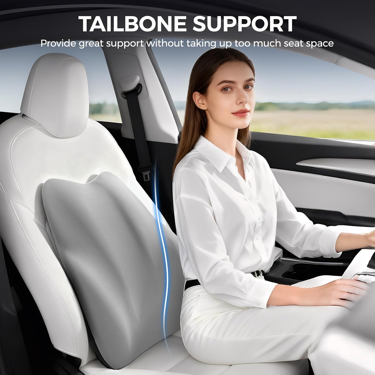 Bebas Lumbar Support Pillow for Car, Memory Foam Back Cushion for Driving, Ergonomic Lumbar Pillow for, Comfort Lower Back Support for Off…