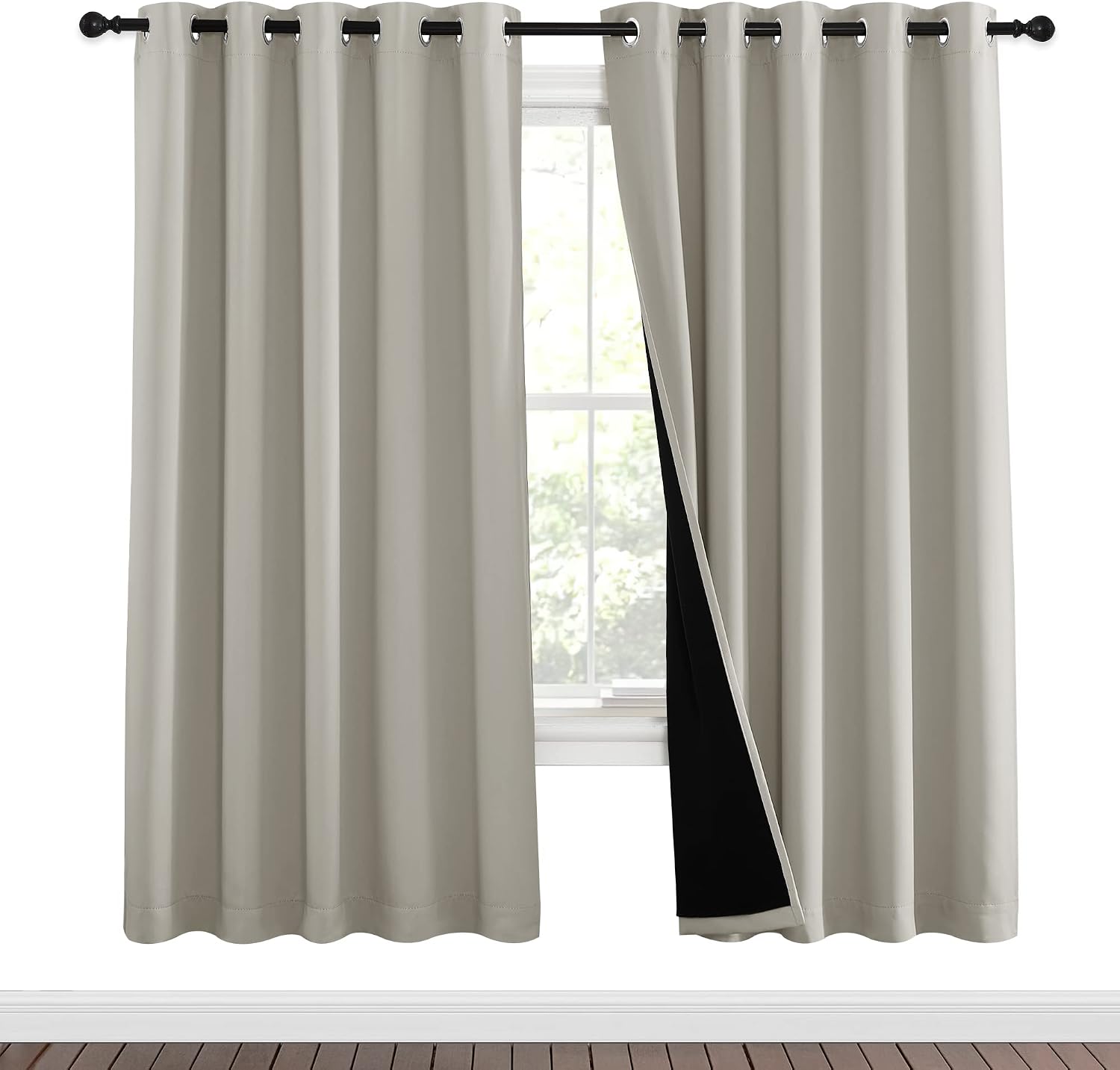 Nicetown 100% Blackout Window Curtain Panels, Full Light Blocking Drapes with Black Liner for Nursery, 72-inch Drop Thermal Insulated Drape…