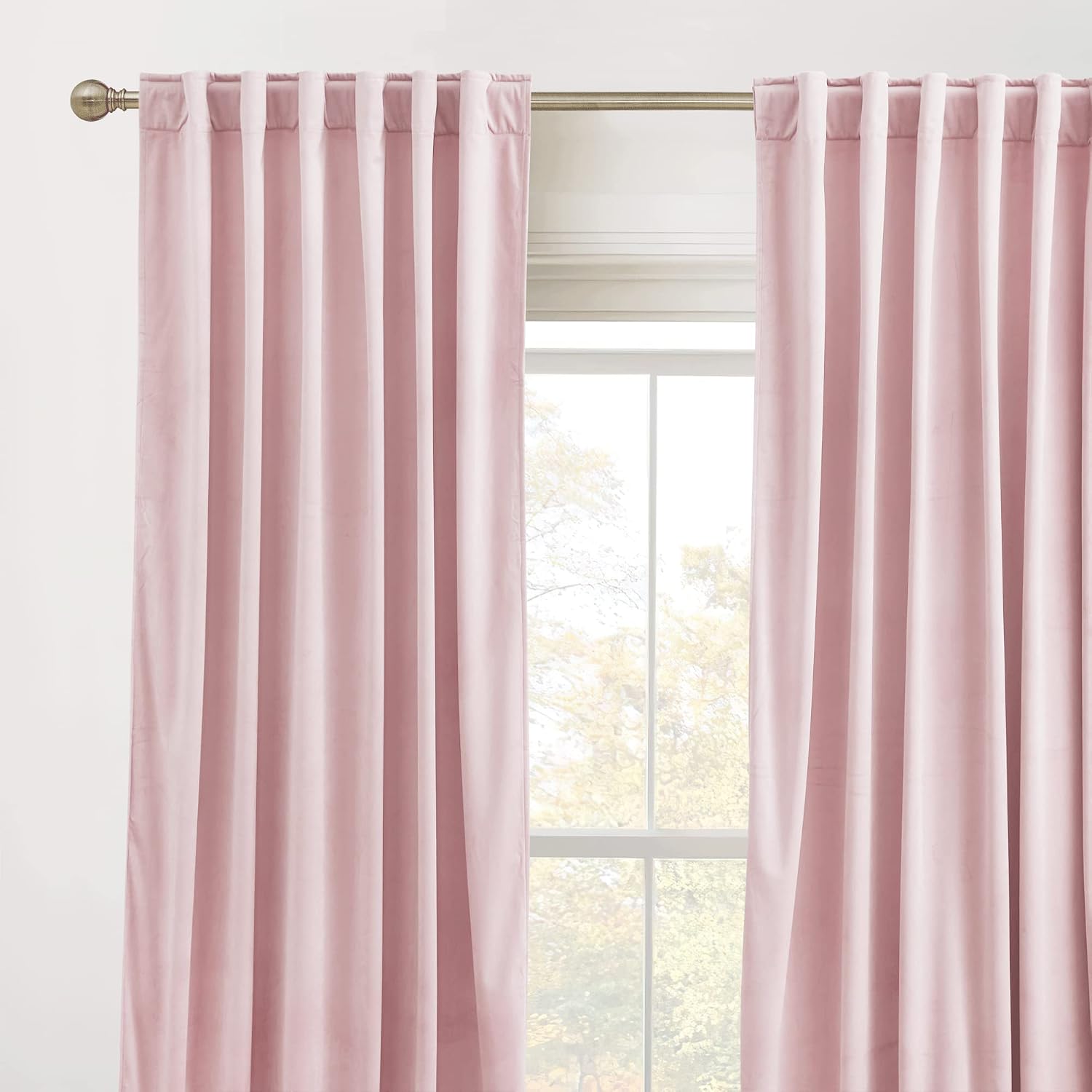 Rybhome RYB HOME Pink Velvet Curtains 84 inches - Blackout Curtains for Living Room, Thermal Insulated Noise Reducing Panels Soft Luxury Wi…