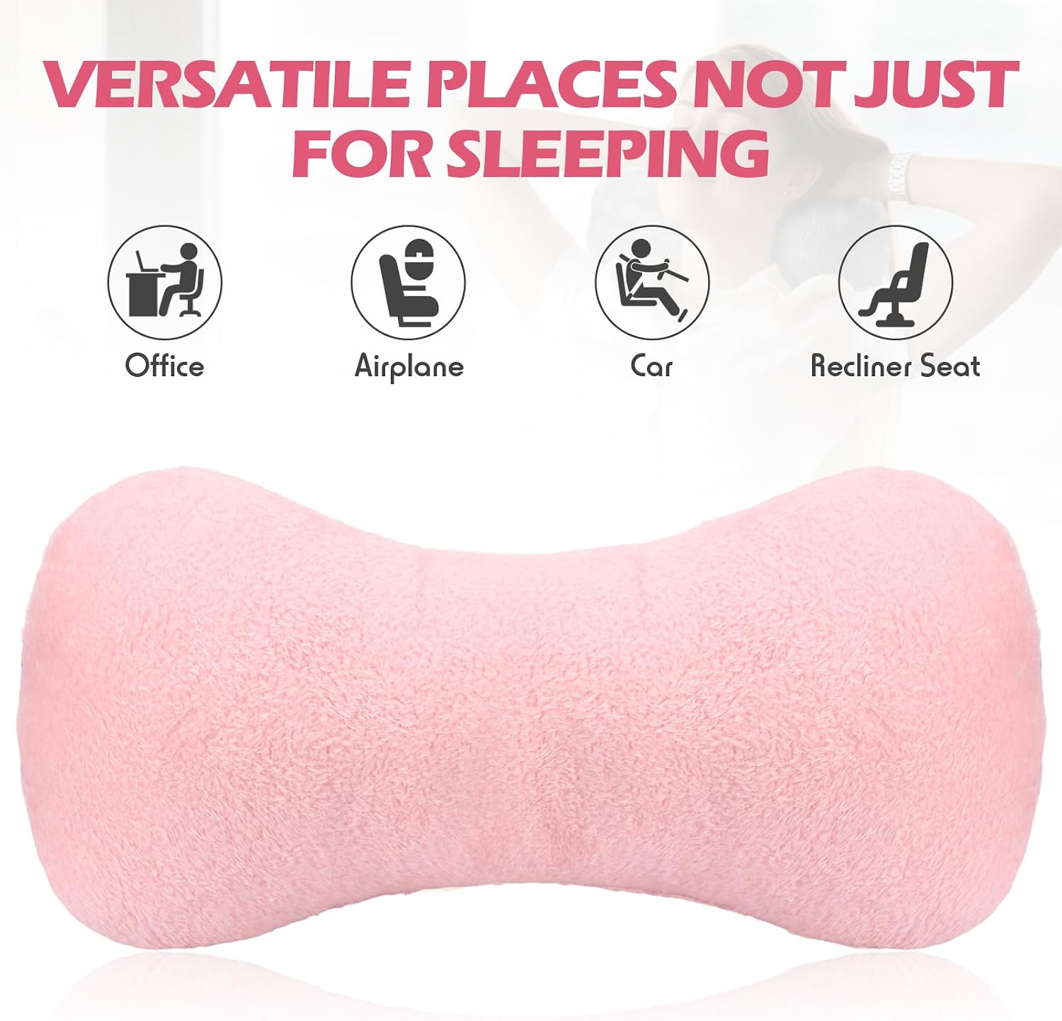 Colingmill 1 Pc Neck Pillow for Recliner Headrest Pillow Bone Shaped Chair Plush with Adjustable Strap Neck Support and Curve Head Cushion…