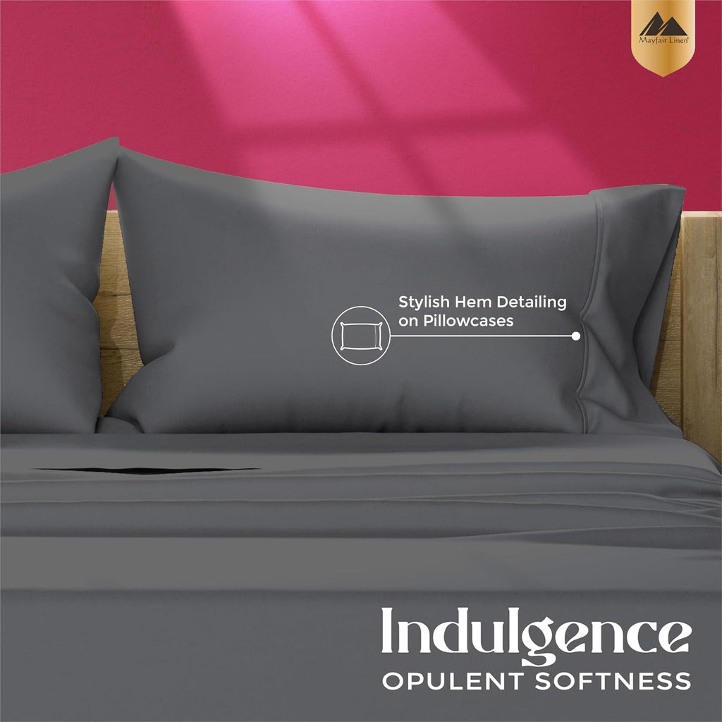 Mayfair Linen 100% Egyptian Cotton King Size Pillow Cases Set of 2 - Luxury 1200 Series Pillow Cases King Size (Dark Grey), Soft &…