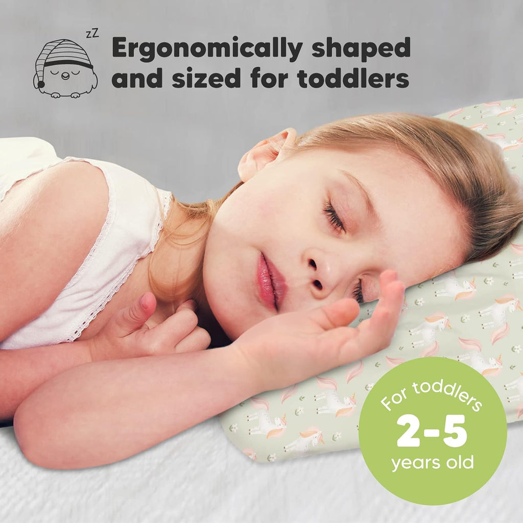 Toddler Pillow with Pillowcase - 13x18 My Little Dreamy Kids Travel Bed Pillows for Sleeping, Organic Cotton Small Pillowcase, Soft &…